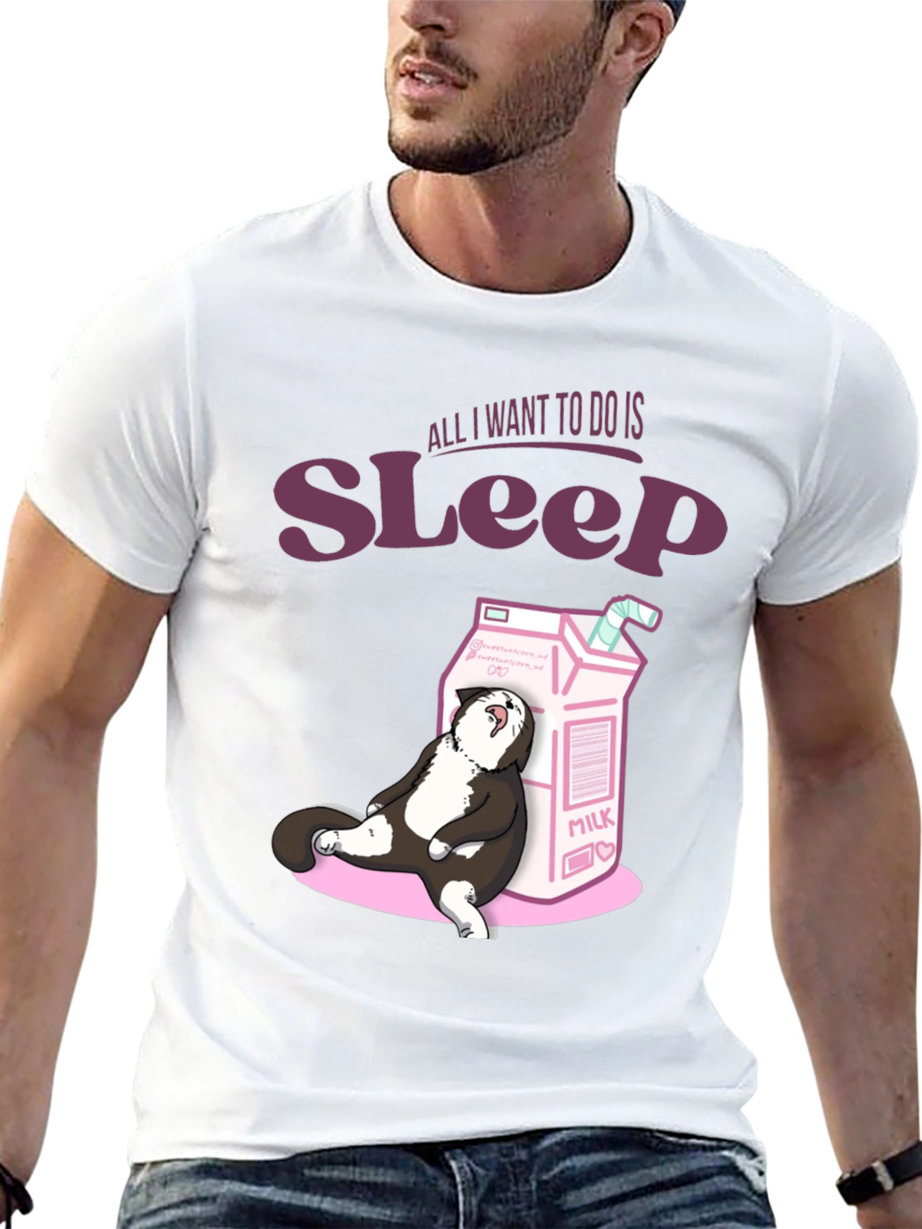 Sleepy Cat Milk T-Shirt