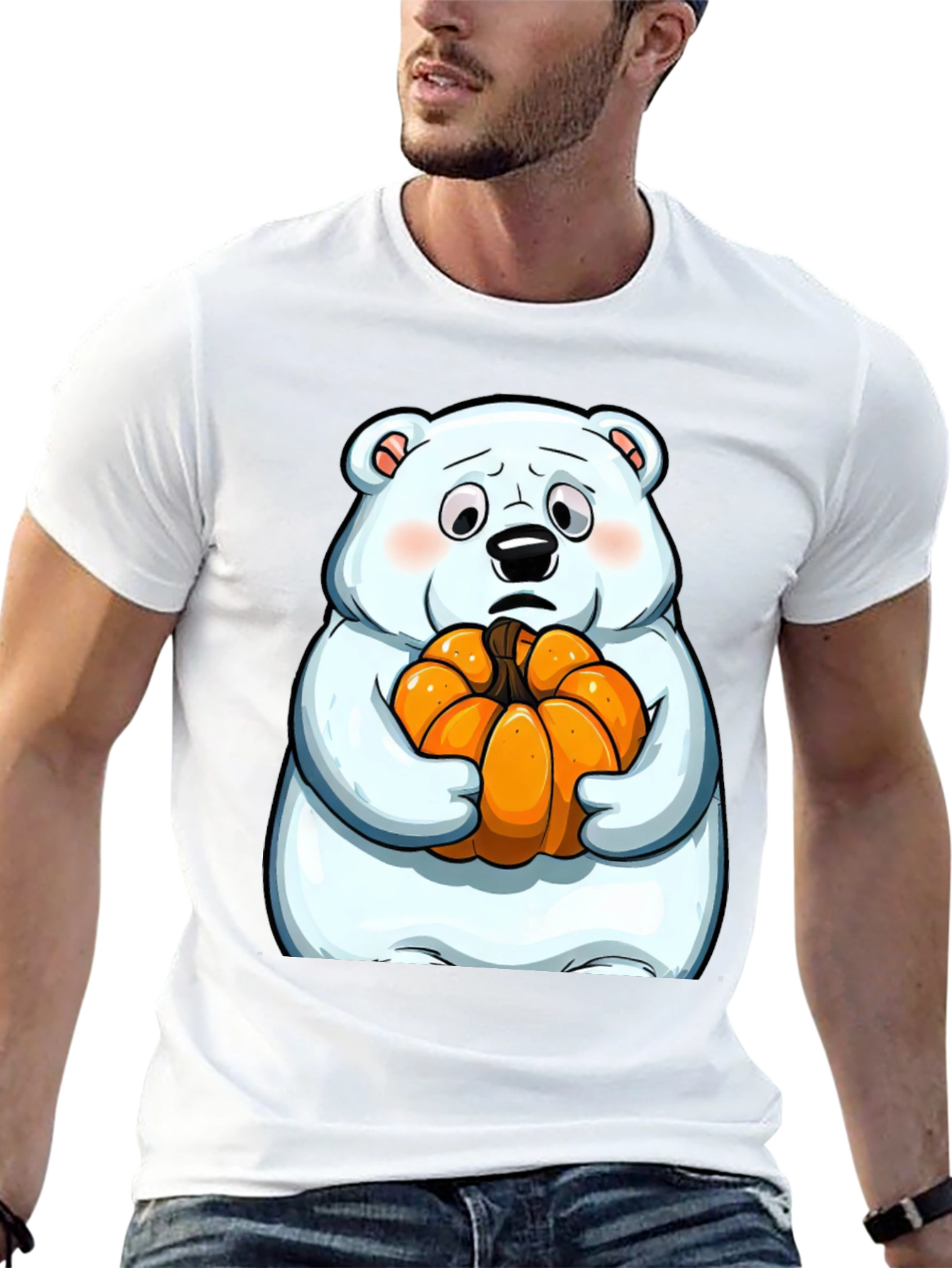 Polar Bear Pumpkin T-Shirt - Black