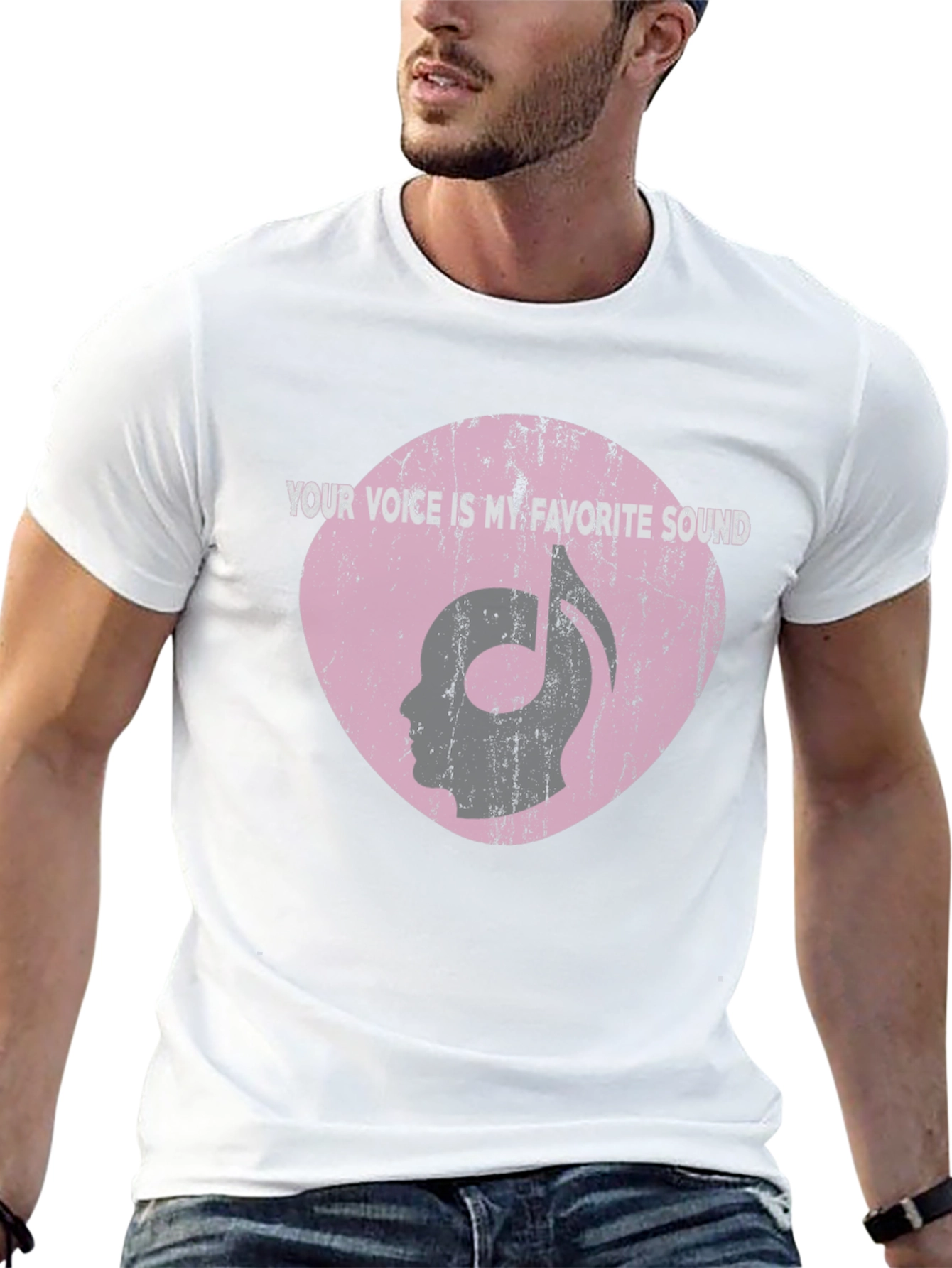 Music Note Head Silhouette Graphic T-Shirt