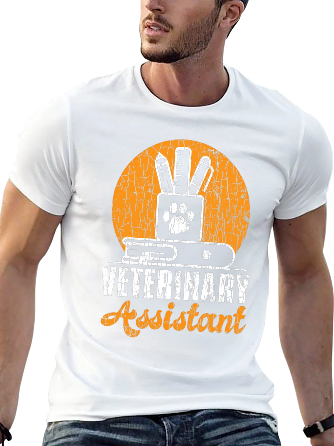Veterinary Assistant Graphic T-Shirt Animal Paw Print Tee