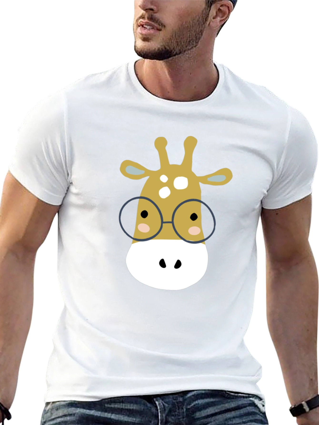 Giraffe with Glasses Graphic Tee