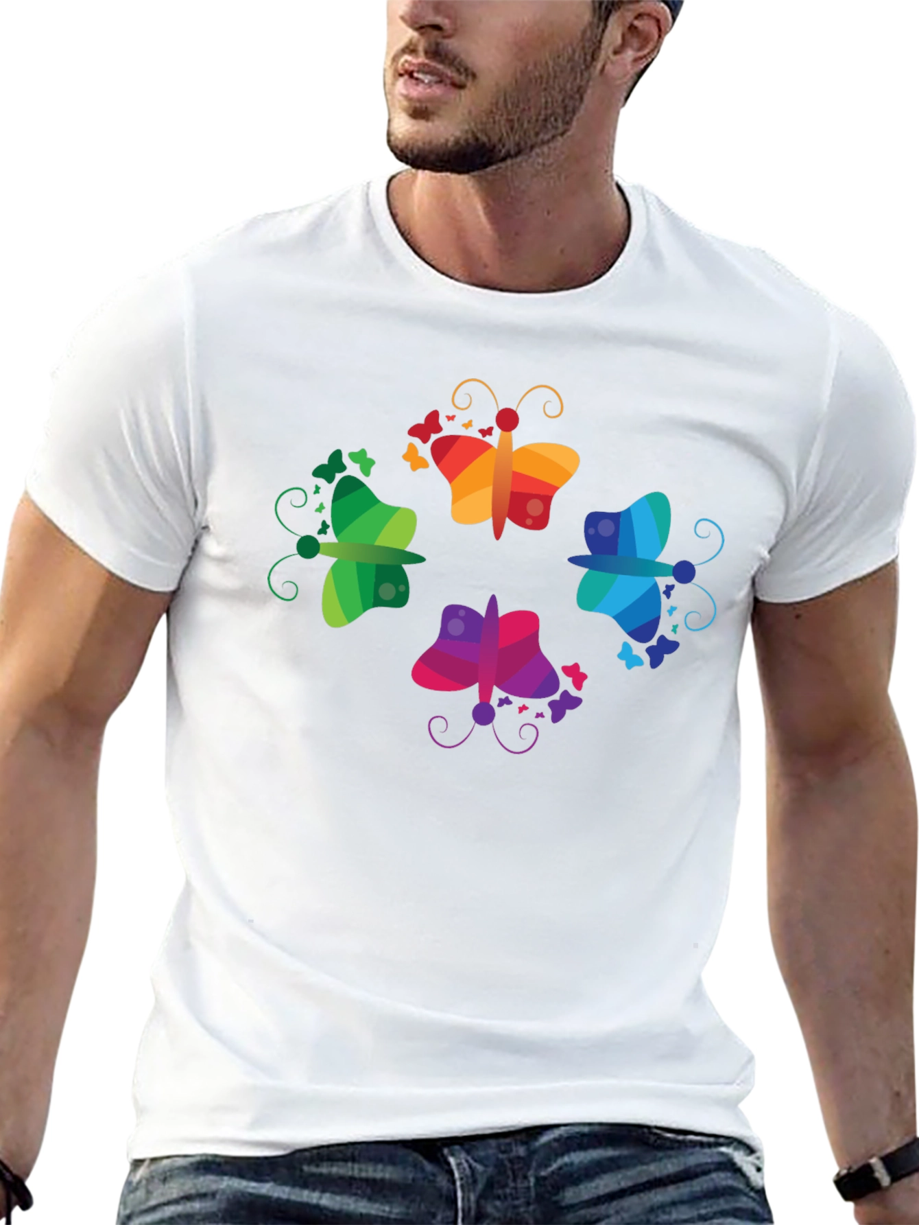Rainbow Butterfly Graphic Tee - Fun & Vibrant