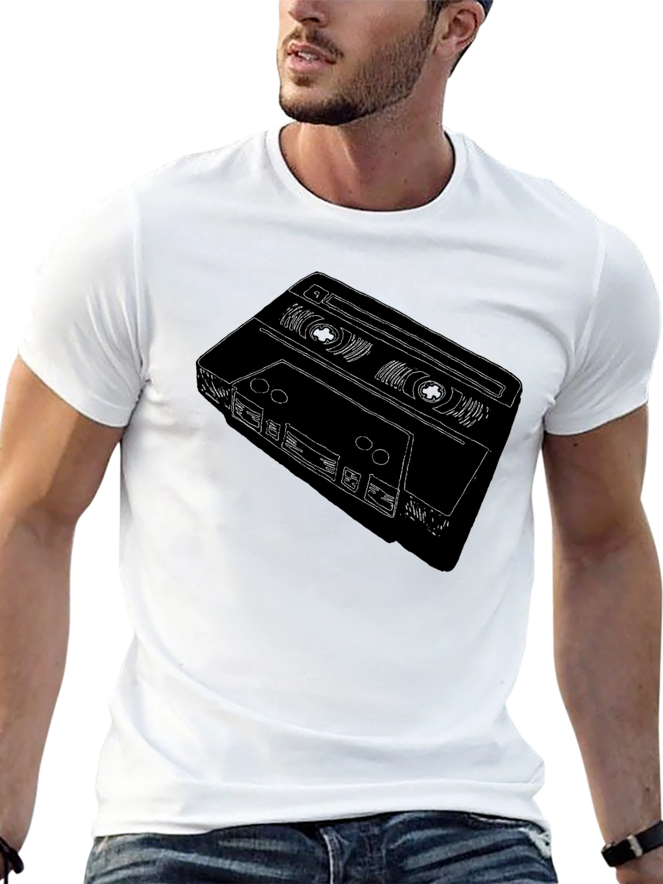 Retro Cassette Tape Graphic T-Shirt - Black