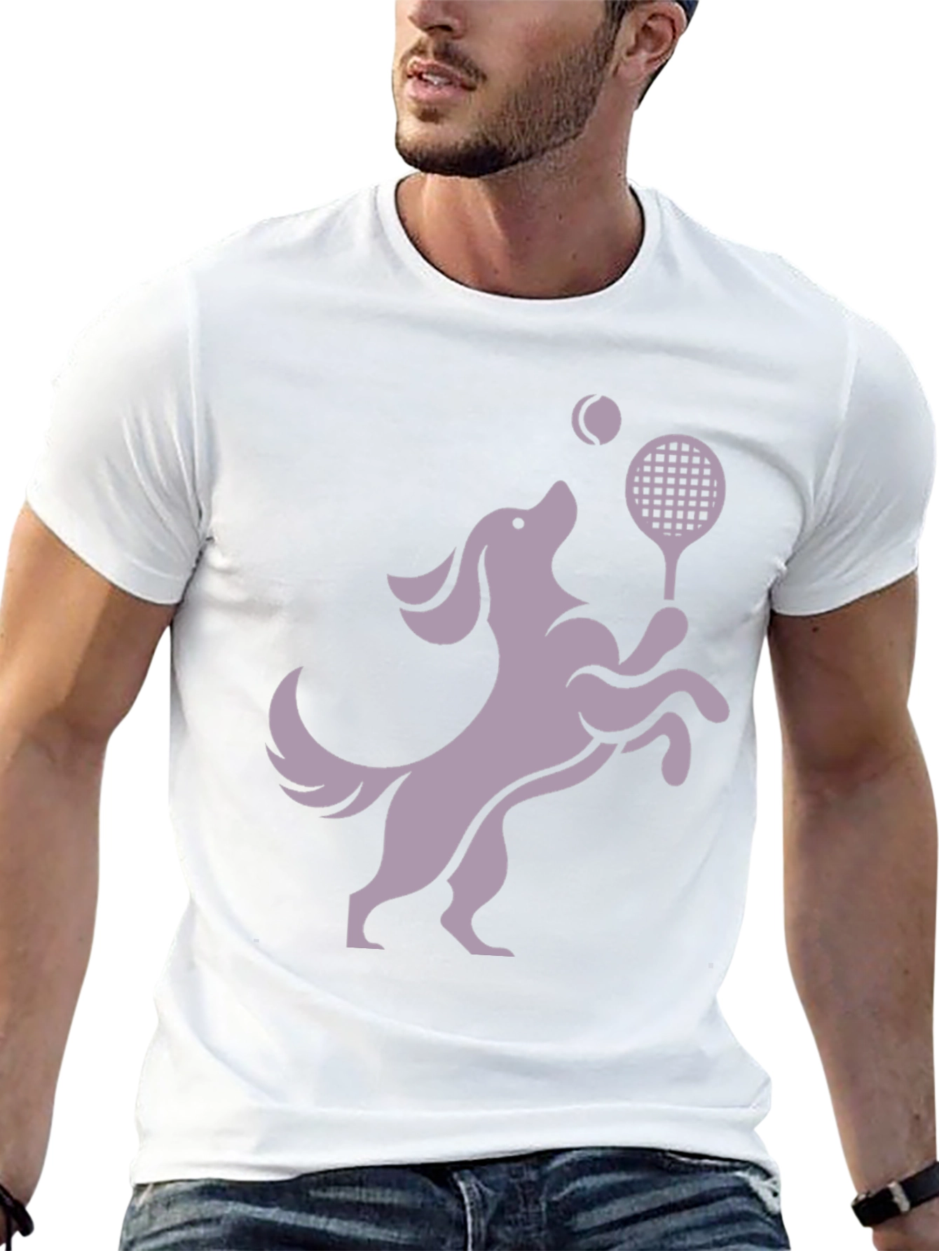 Dog Playing Tennis Black Graphic Tee