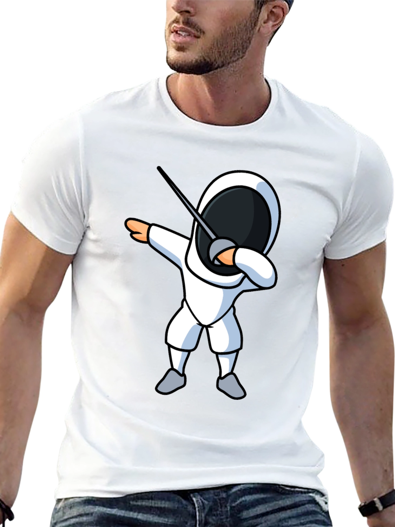 Fencing Dabbing T-Shirt - Black Graphic Tee