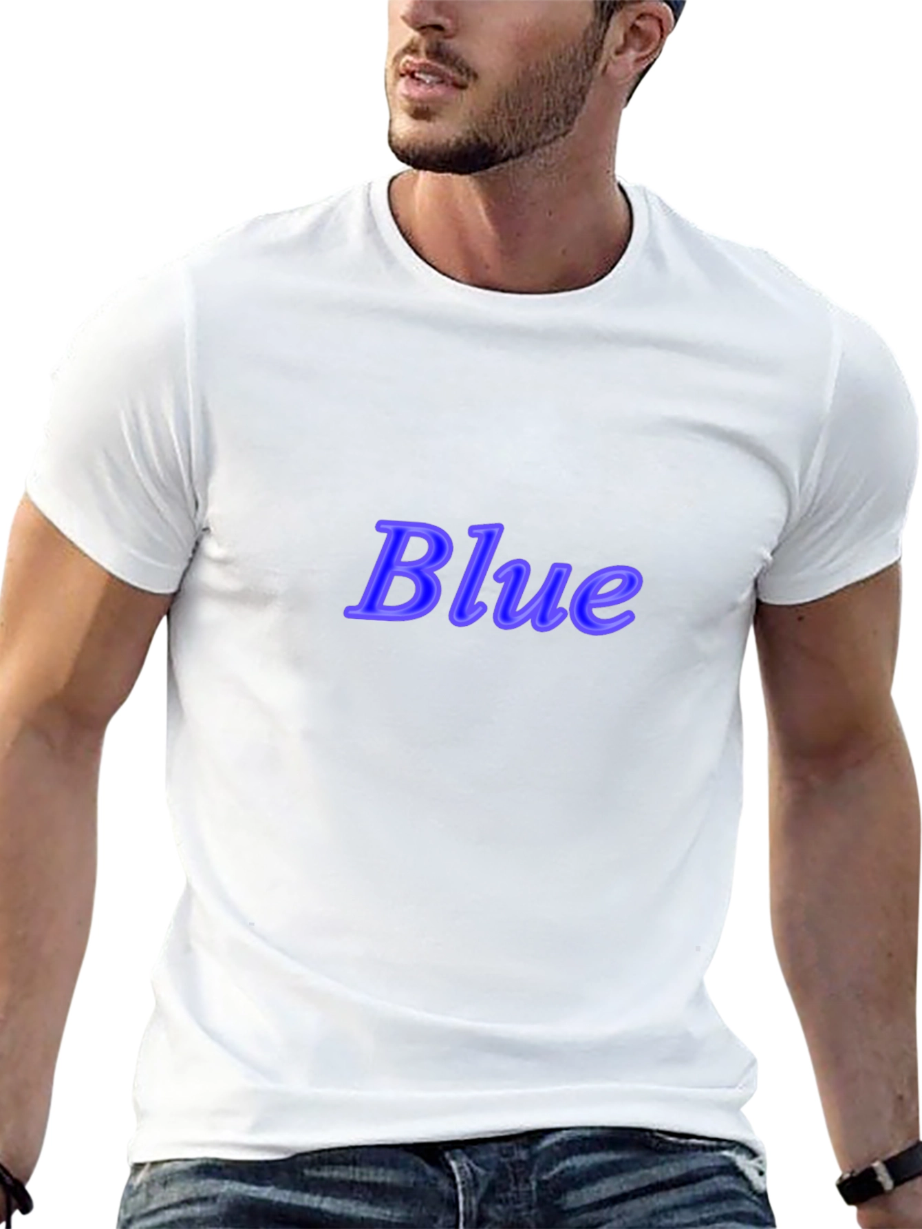 Stylish Black T-Shirt with Blue Text