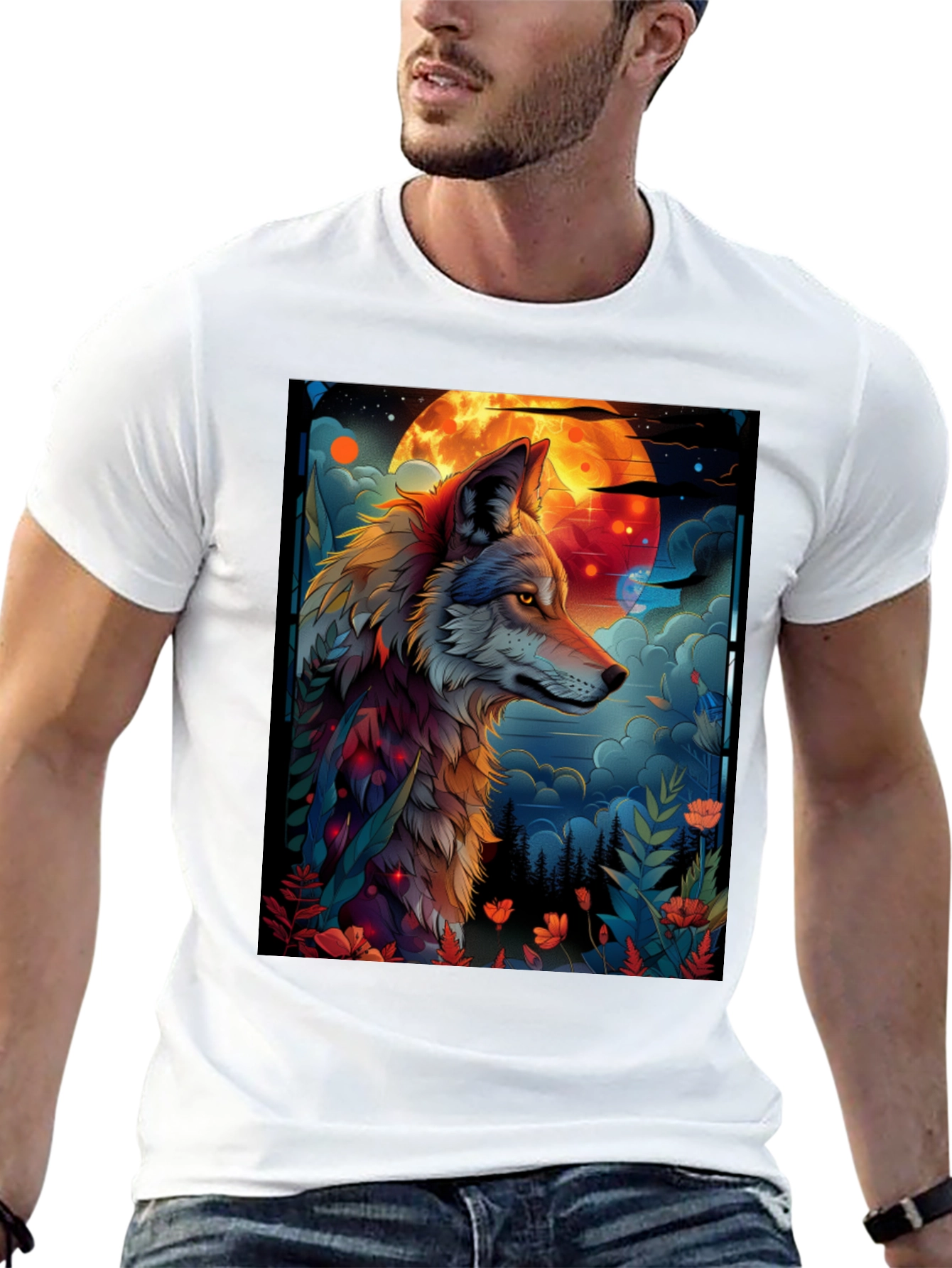 Wolf Moon Graphic Tee - Unique Design