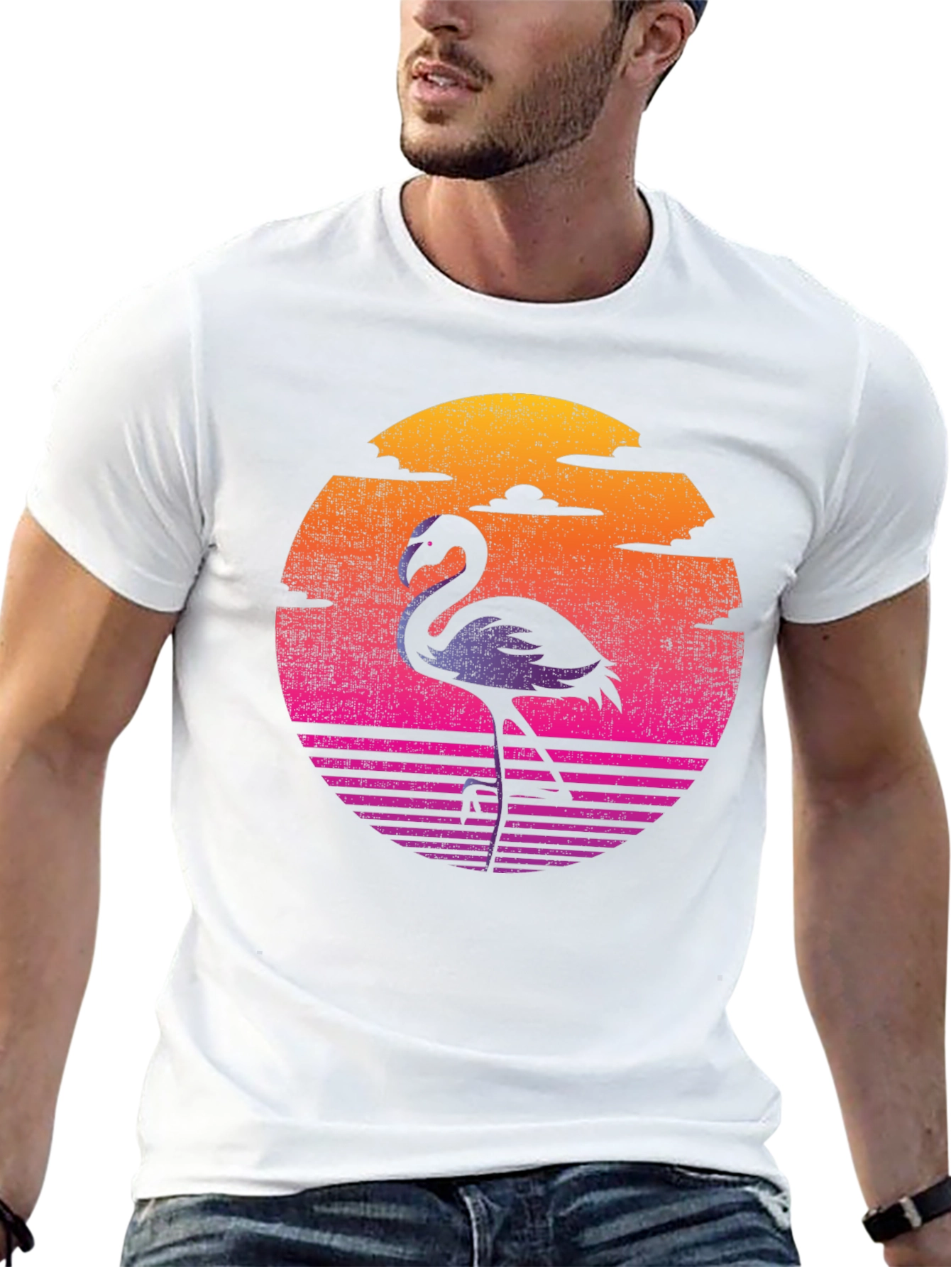 Retro Flamingo Sunset Graphic Tee