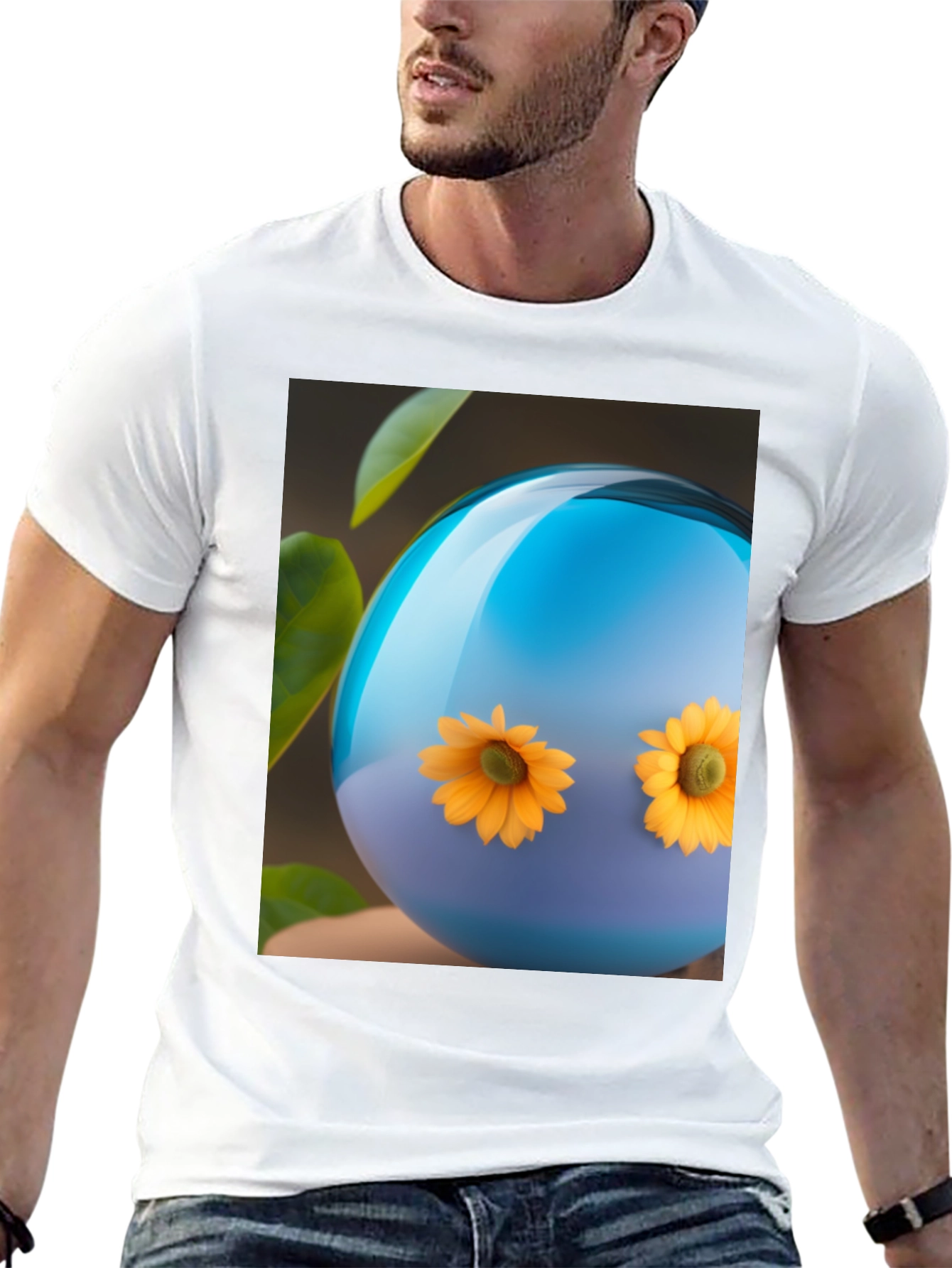 Sunflower Orb Black T-Shirt - Unique Graphic Tee