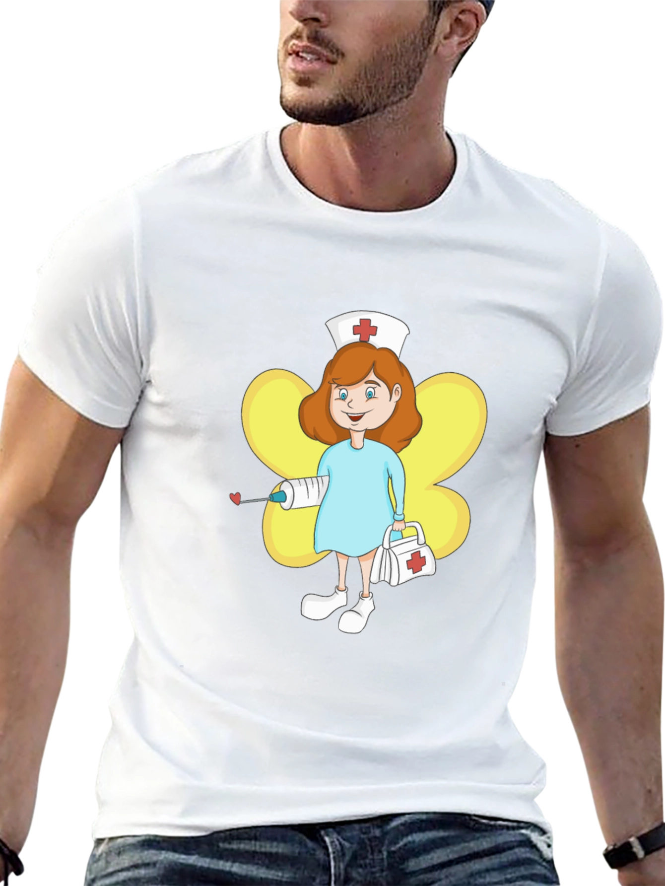 Cartoon Nurse Graphic T-Shirt