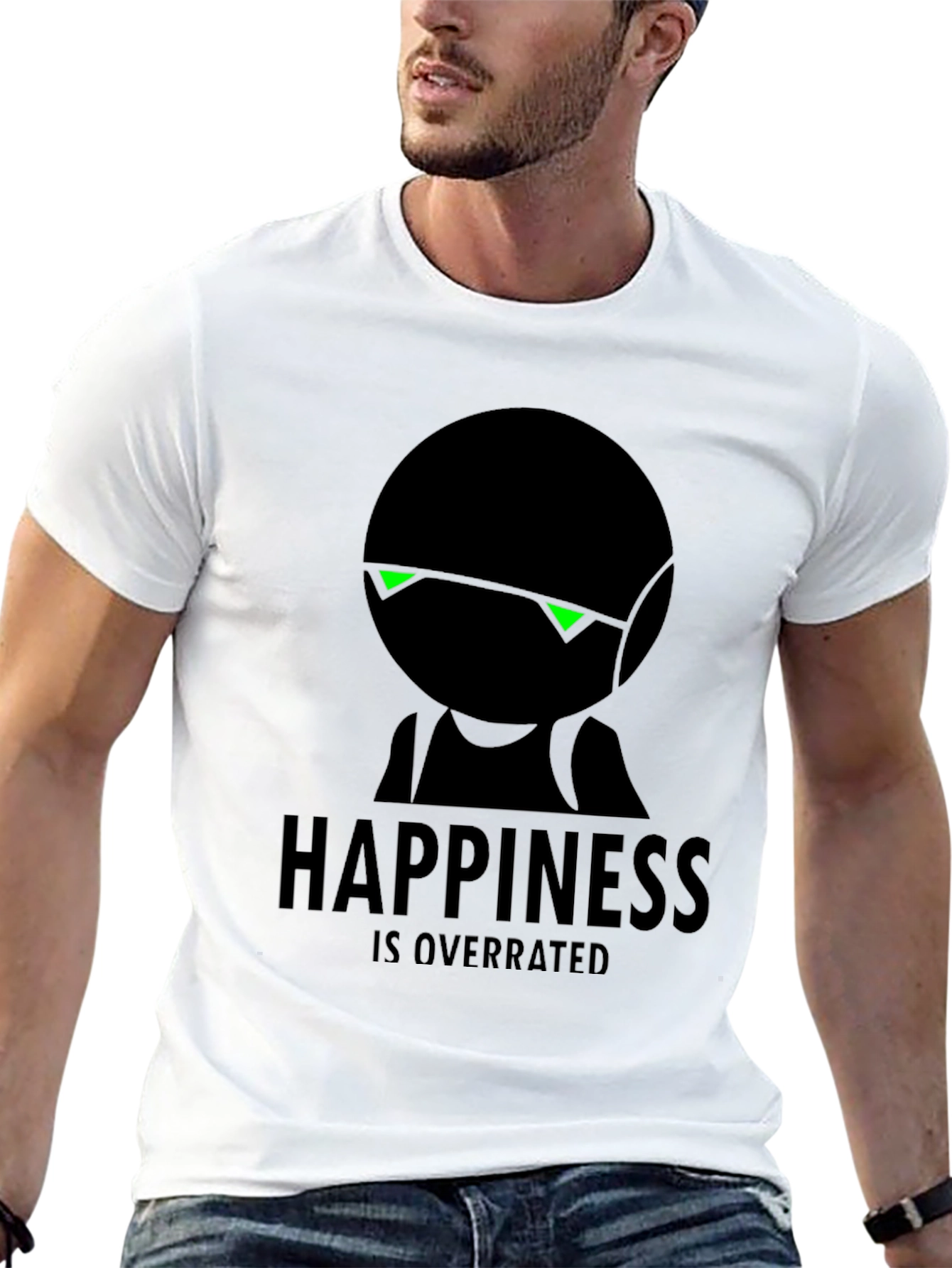 Happiness Is Overrated Graphic Black T-Shirt