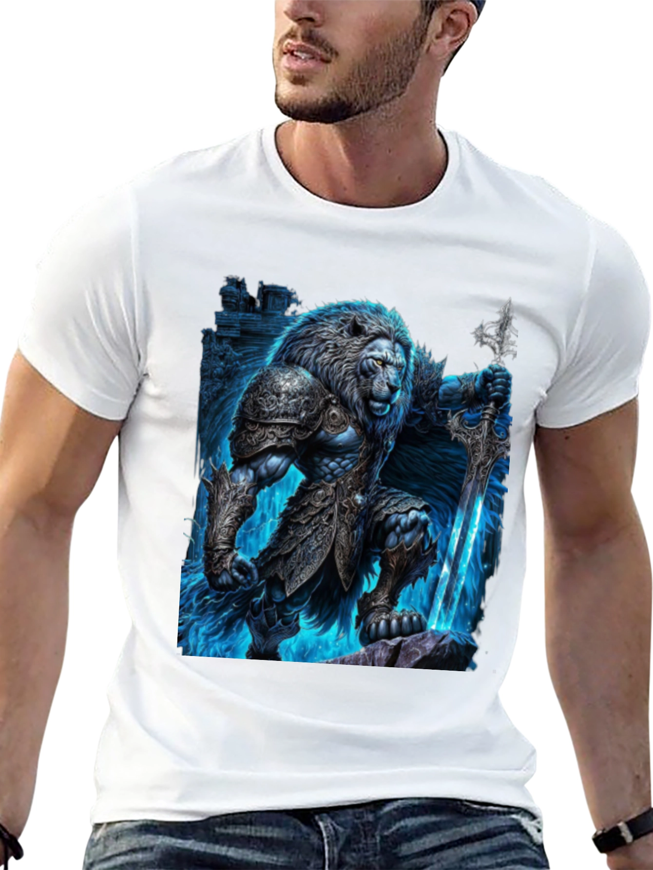 Lion Warrior T-Shirt - Unique Graphic Print