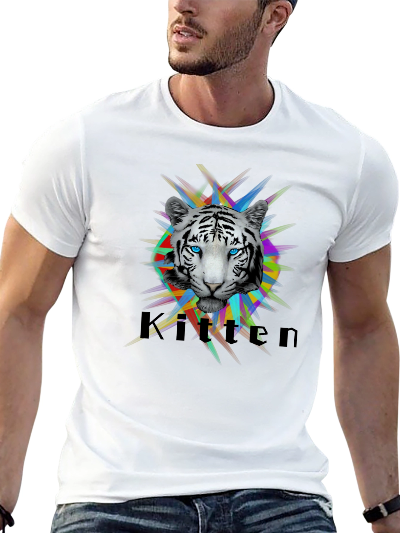 Cool Kitten Tiger Graphic T-Shirt - Black