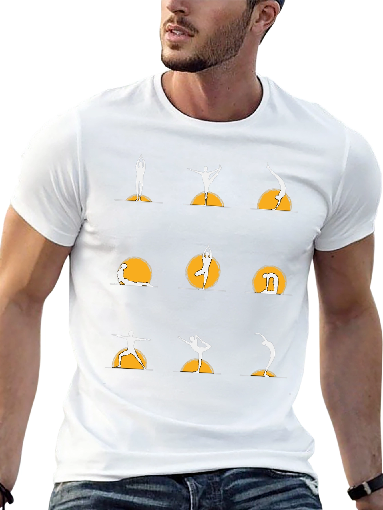 Yoga Poses Graphic Tee - Black Cotton T-Shirt