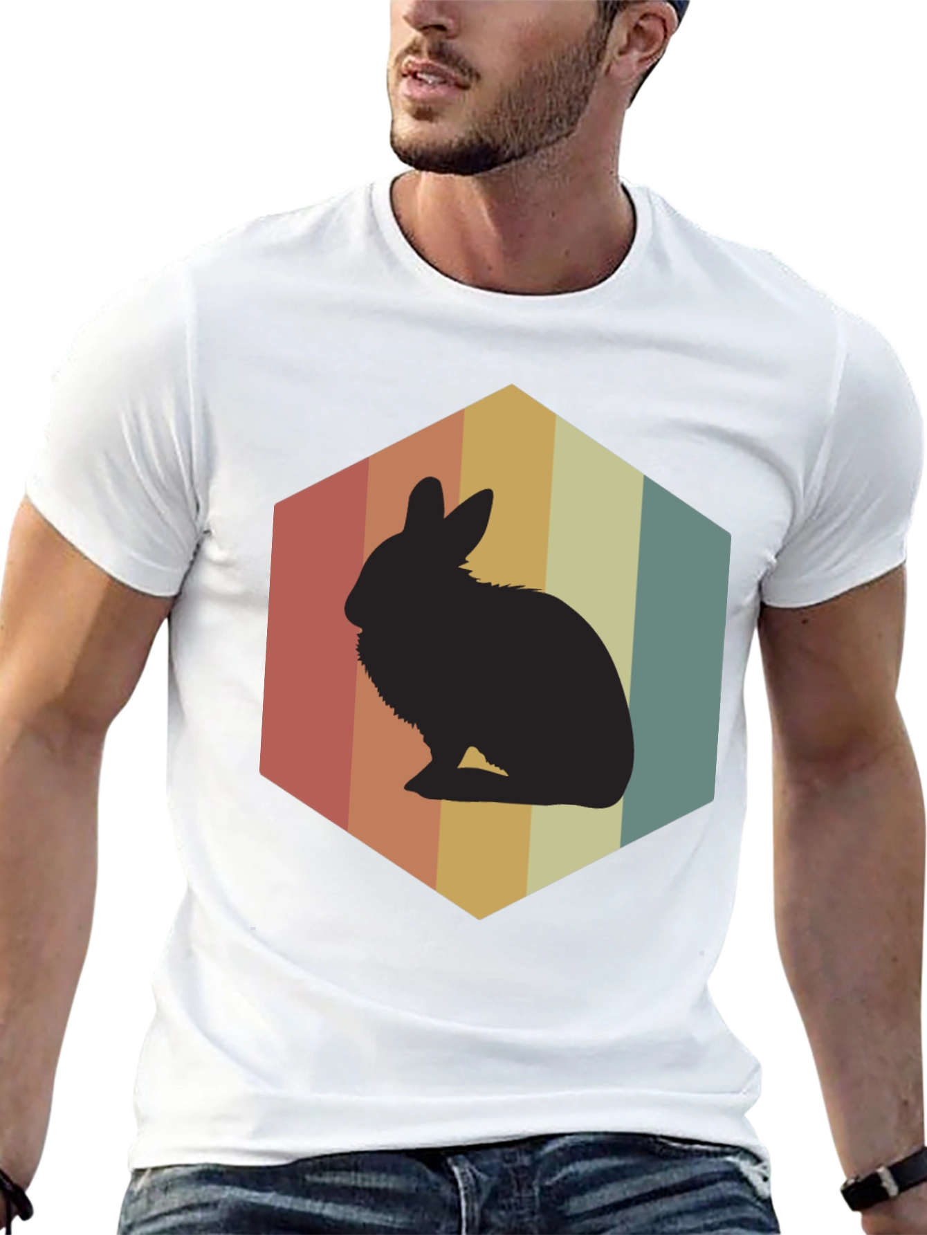 Retro Rabbit Graphic Tee - Black