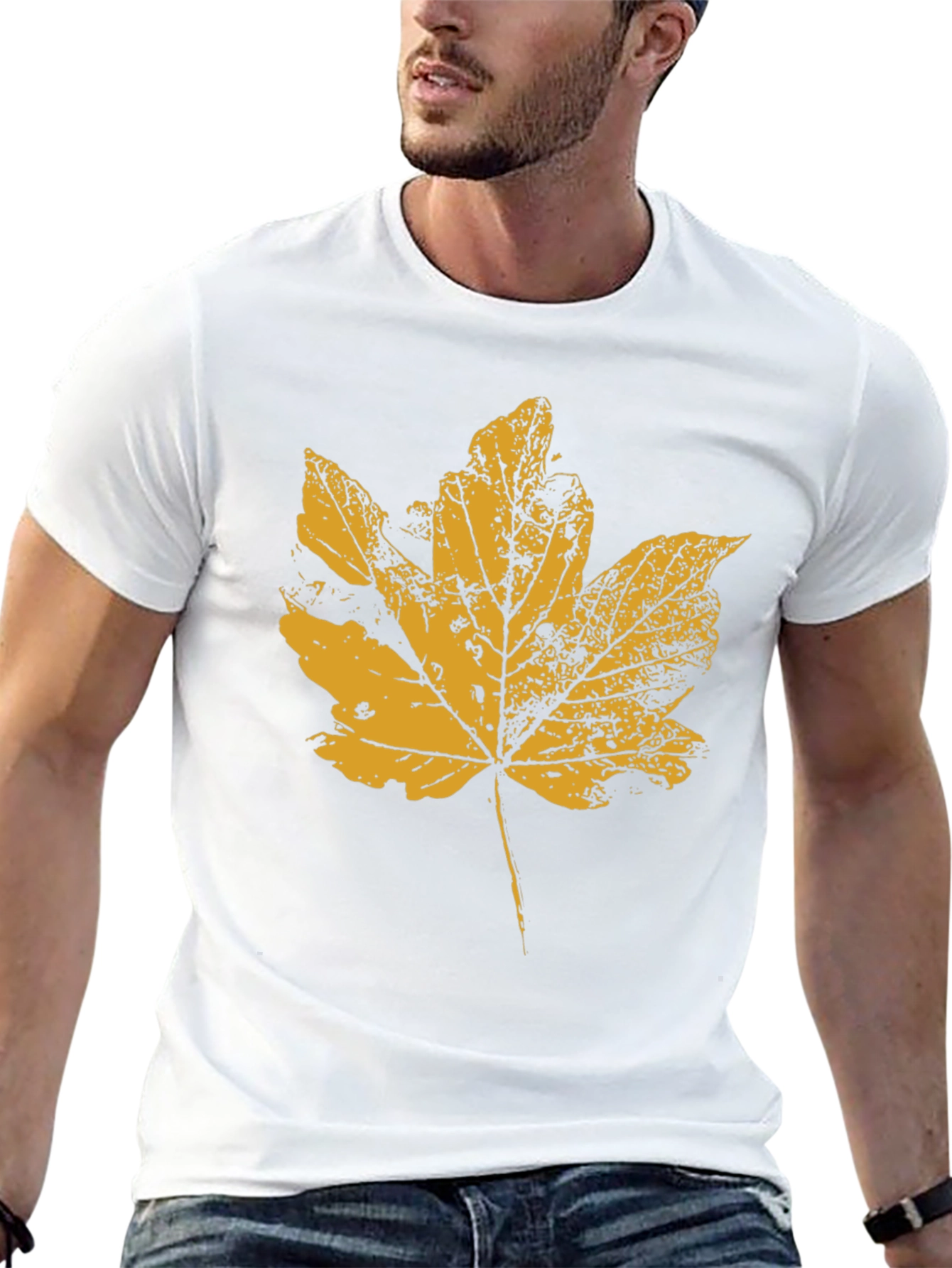 Autumn Leaf Graphic T-Shirt - Black Casual Tee