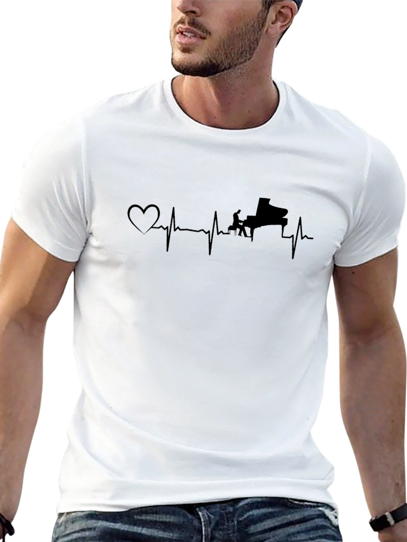 Piano Heartbeat T-Shirt - Musicians Style