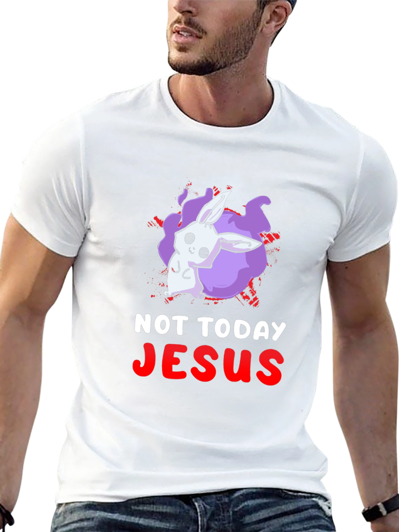 Not Today Jesus Bunny Graphic T-Shirt
