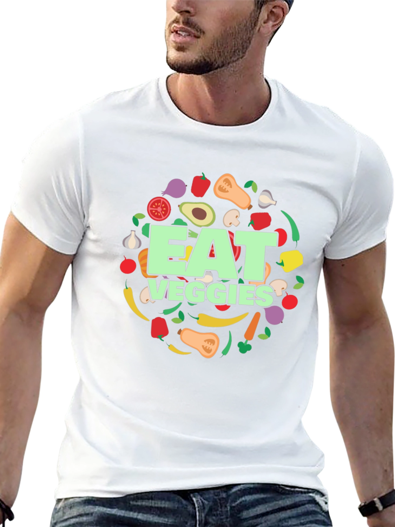 Eat Veggies T-Shirt - Black Graphic Tee