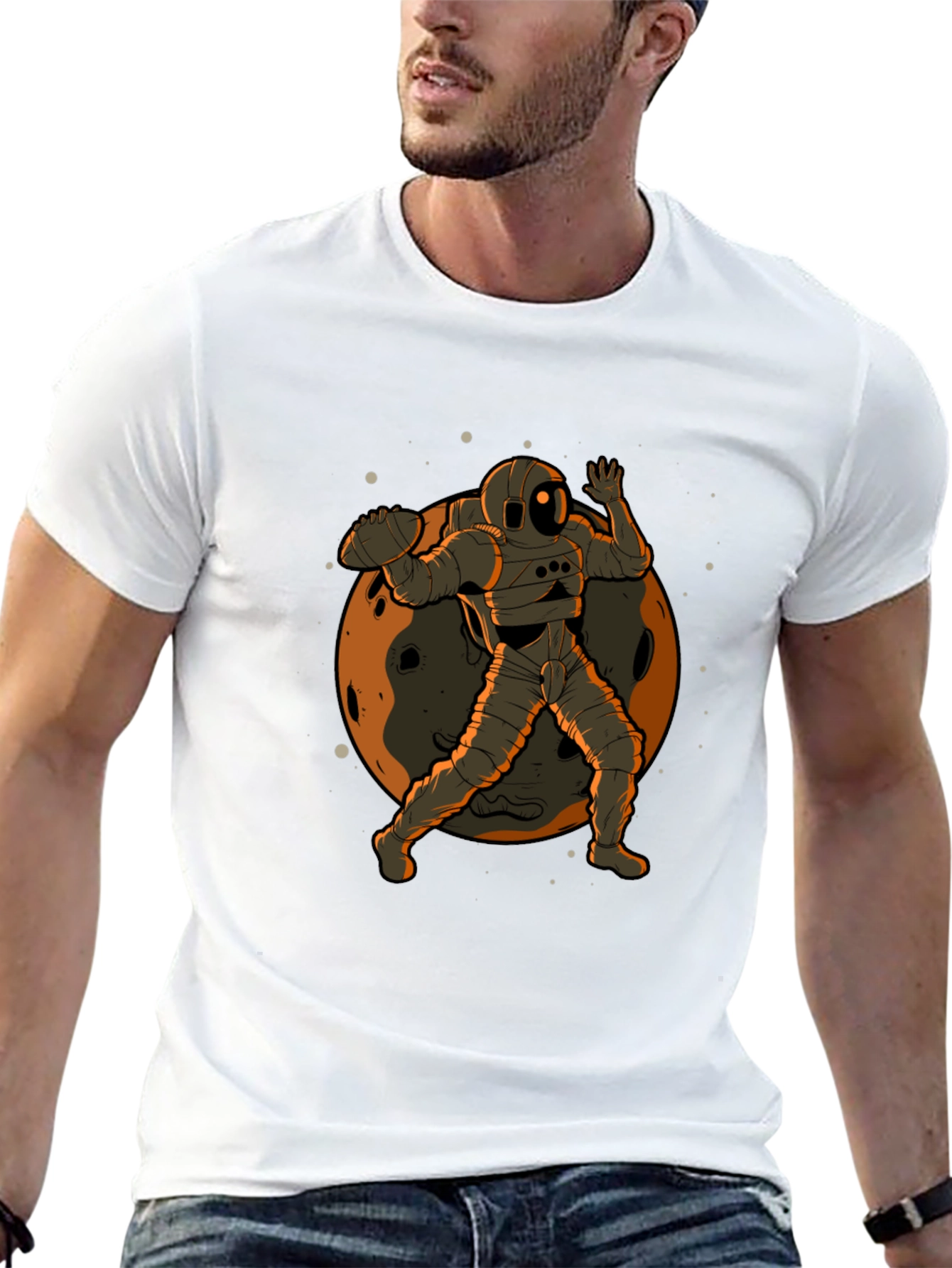 Astronaut Football Graphic T-Shirt