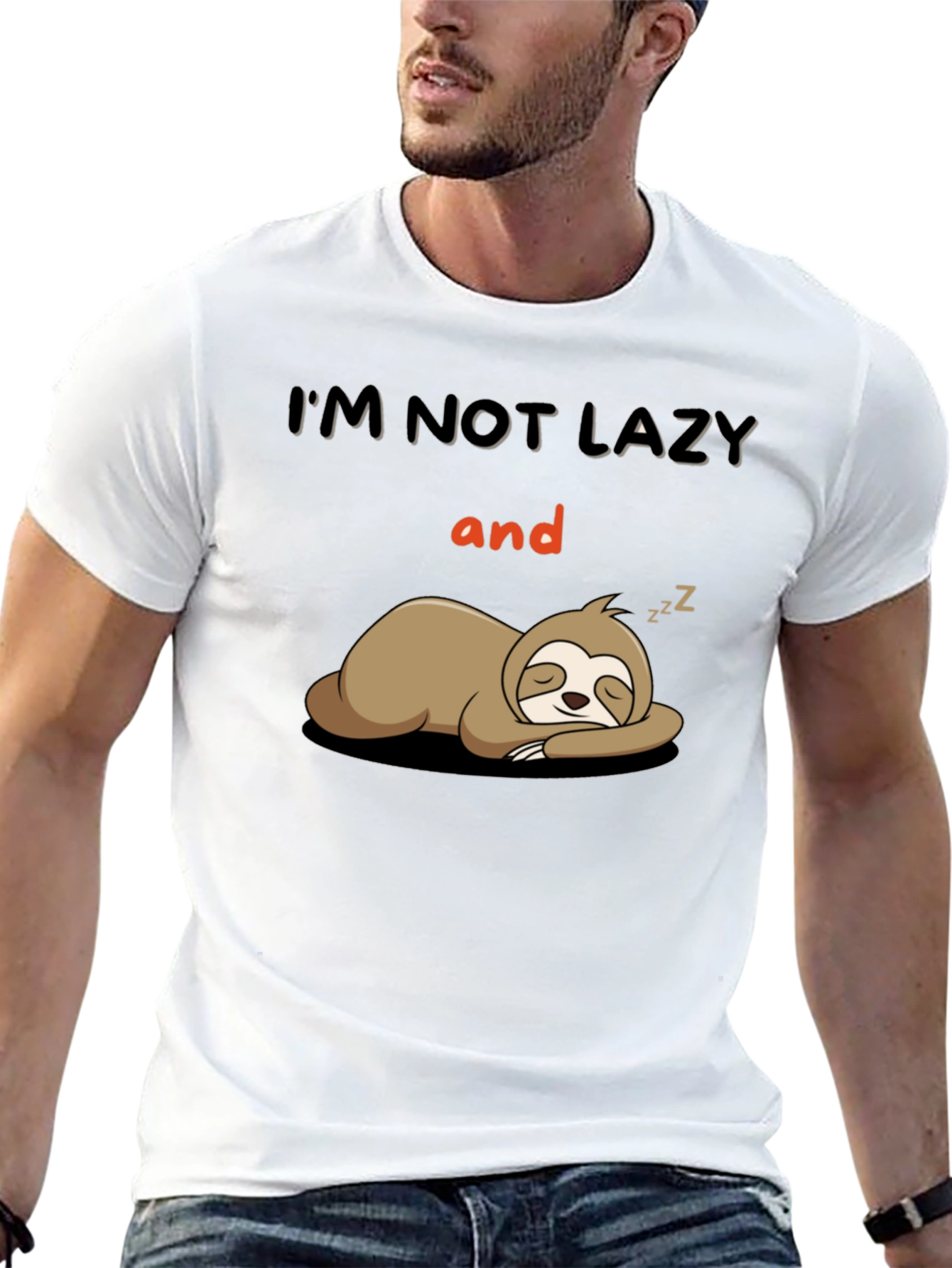 Lazy Sloth Graphic T-Shirt - Funny Novelty Tee