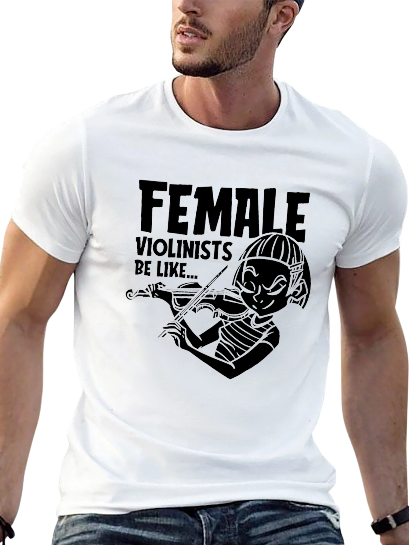 Female Violinist Black T-Shirt - Music Lover Tee