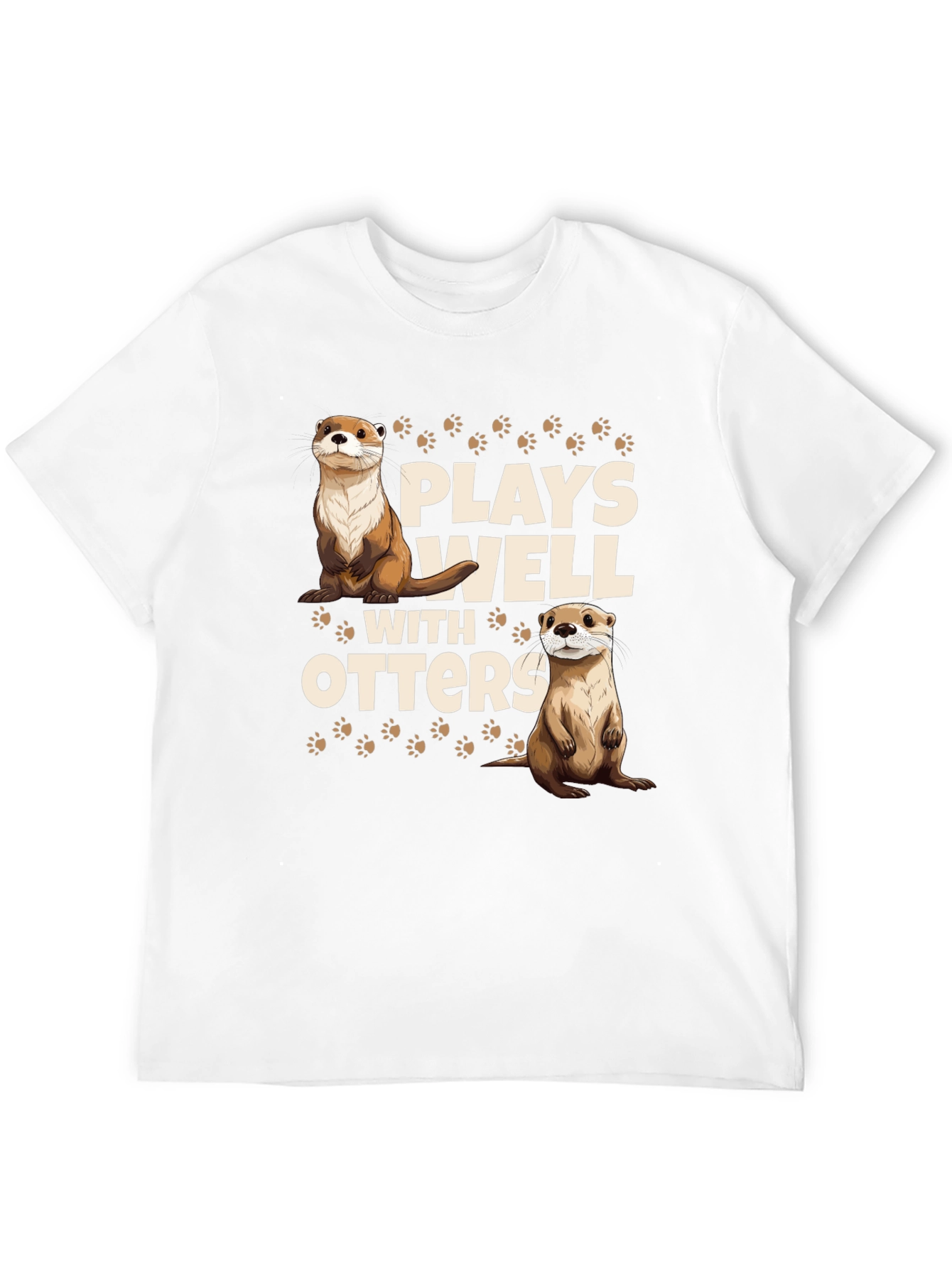 Plays Well With Otters Black T-Shirt