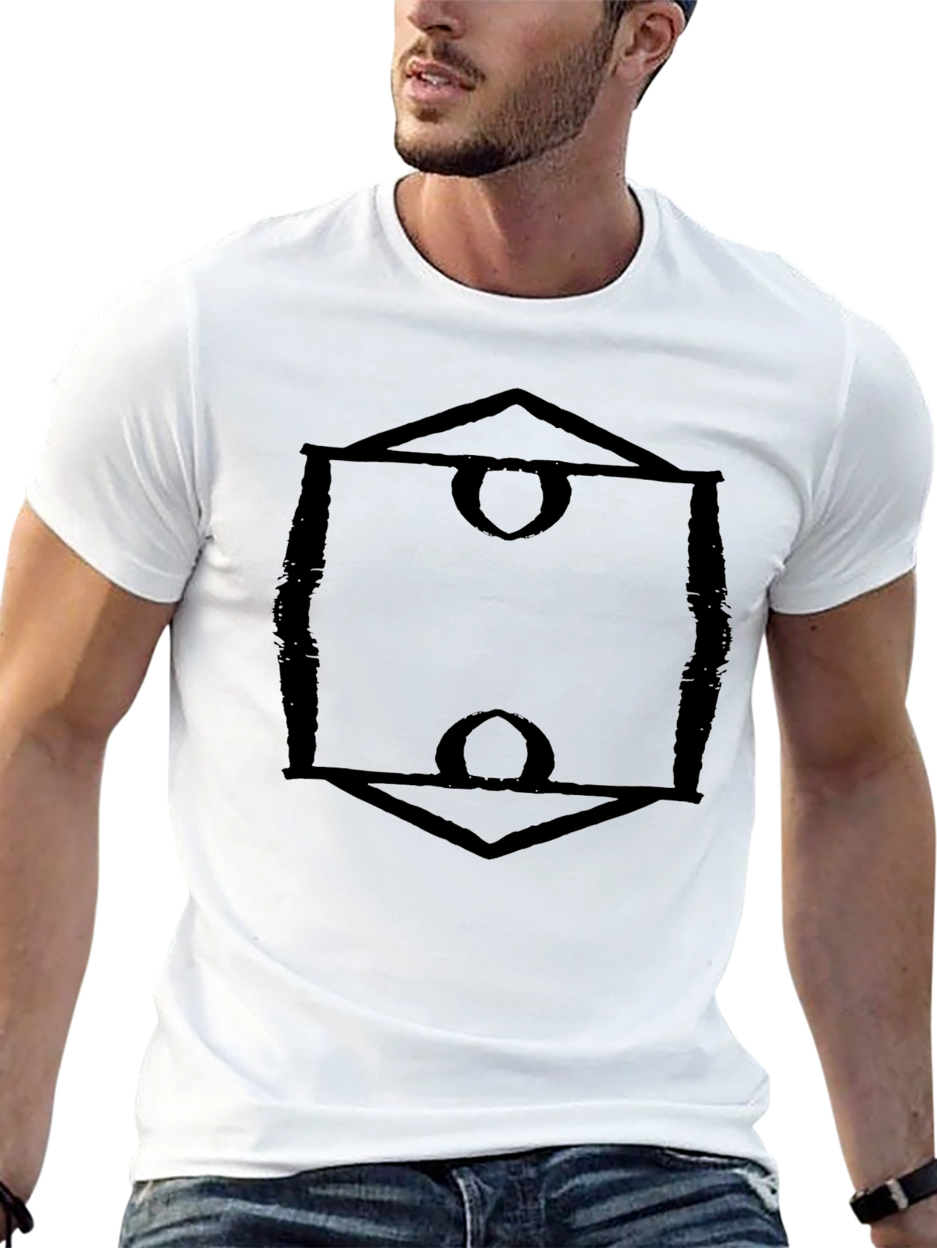 Abstract Geometric Design Black Tee