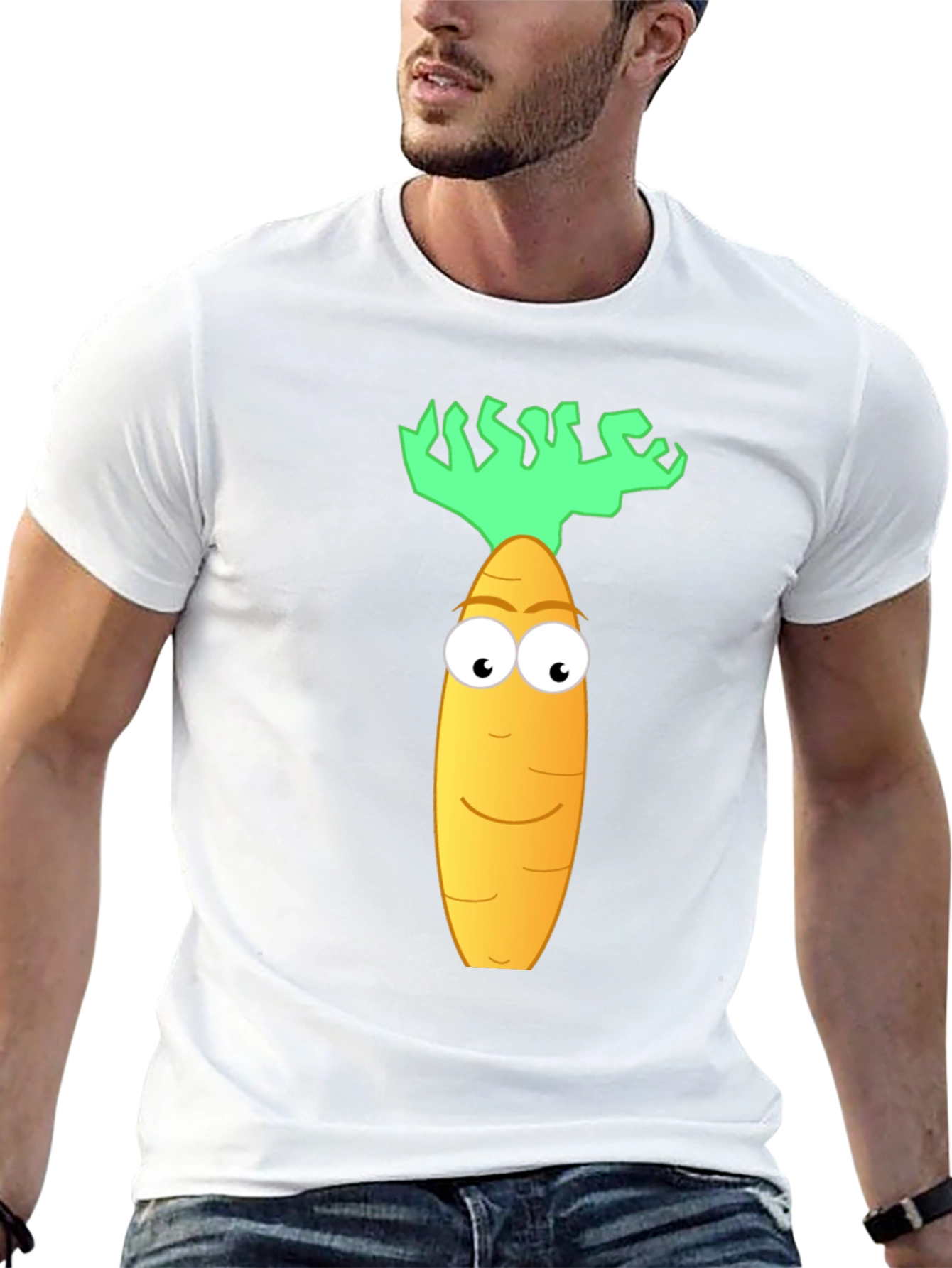 Funny Carrot Cartoon Graphic Tee - Black