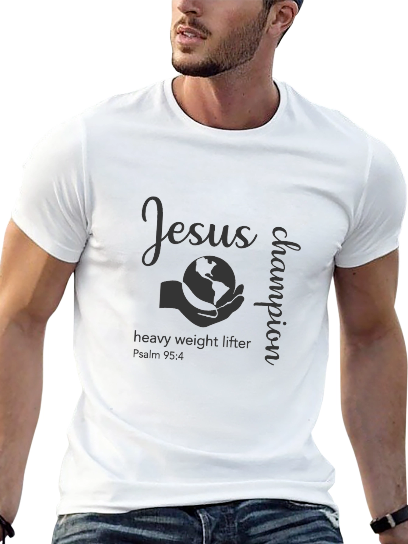 Jesus Champion Heavy Weight Lifter T-Shirt