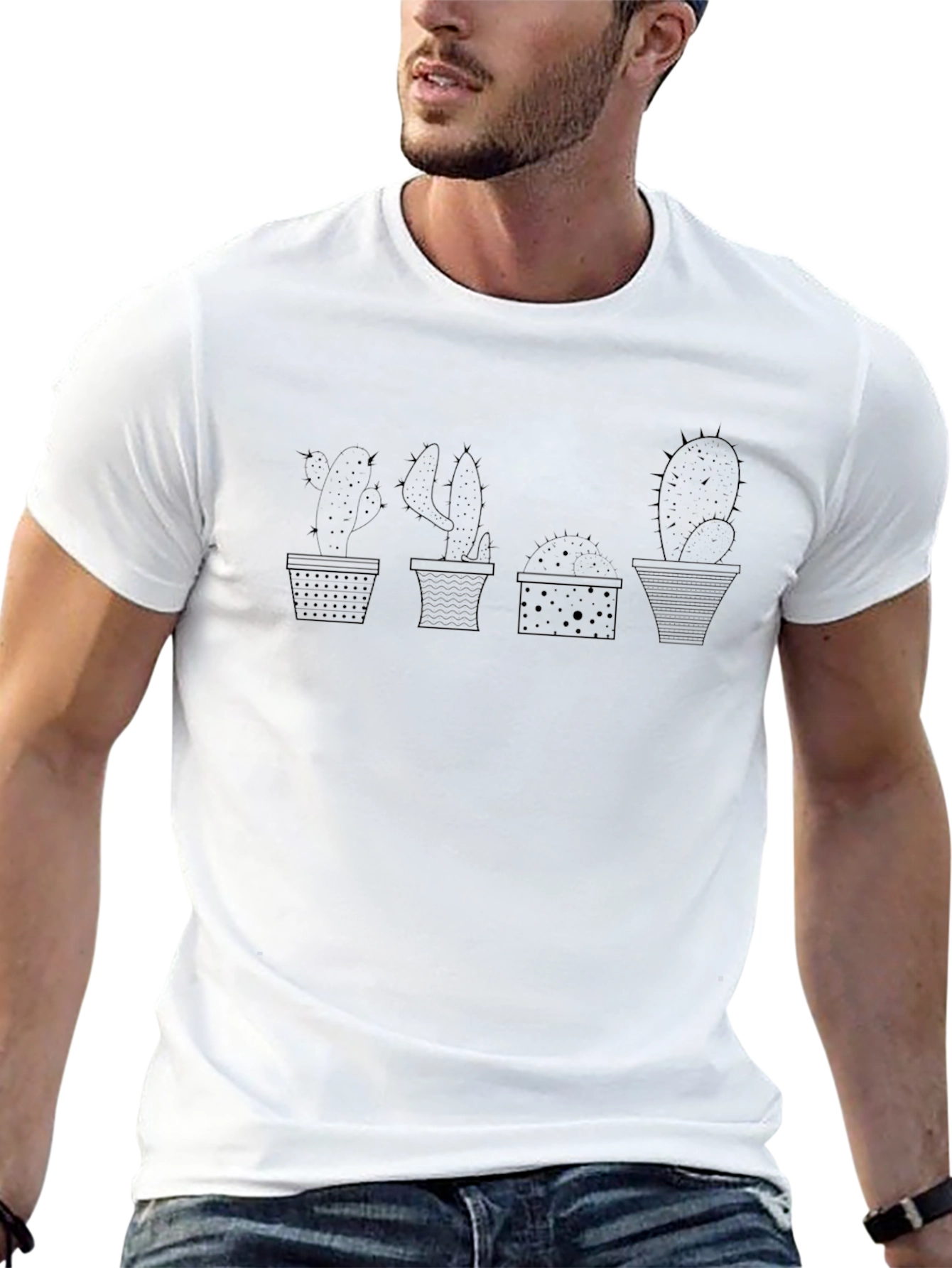 Cactus Potted Plant Graphic Tee - Black