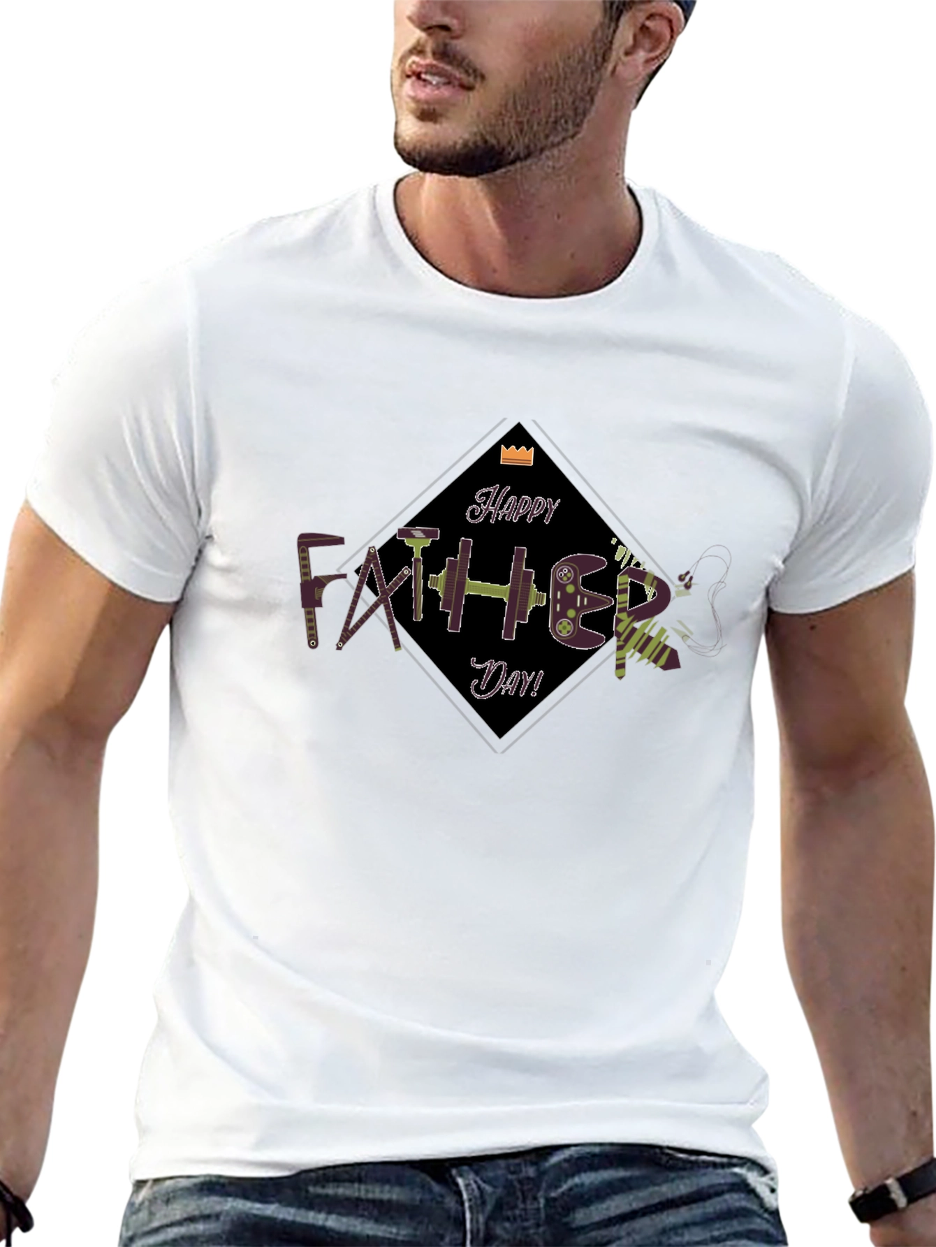 Happy Fathers Day Black Graphic Tee