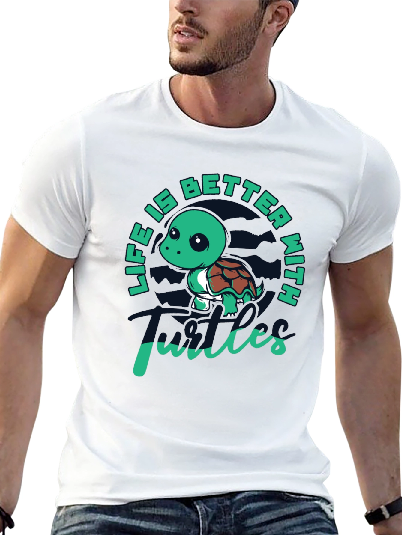 Life is Better with Turtles Black T-Shirt
