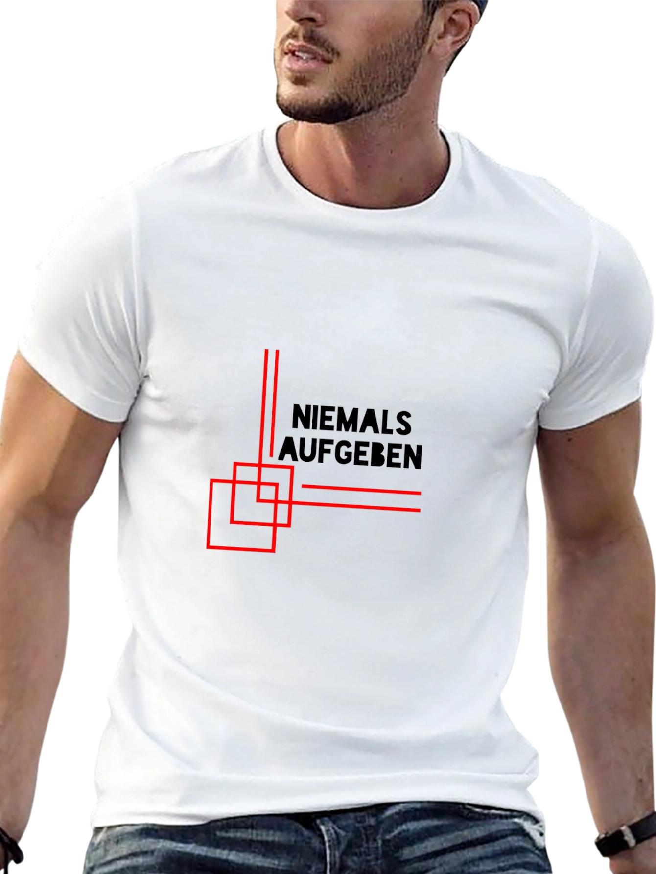 Never Give Up - Mens Black Graphic Tee