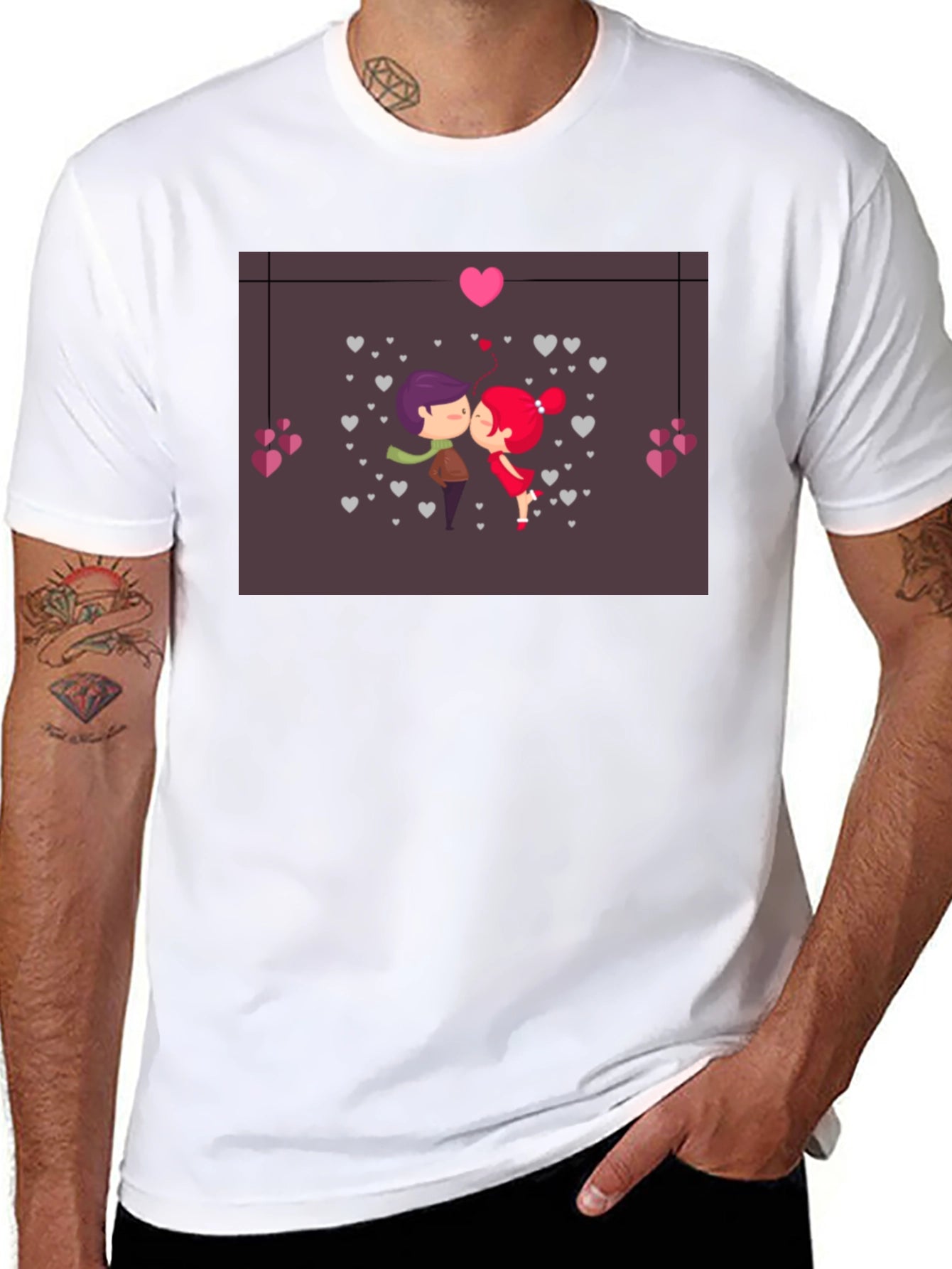 Love Cartoon Graphic Black T-Shirt