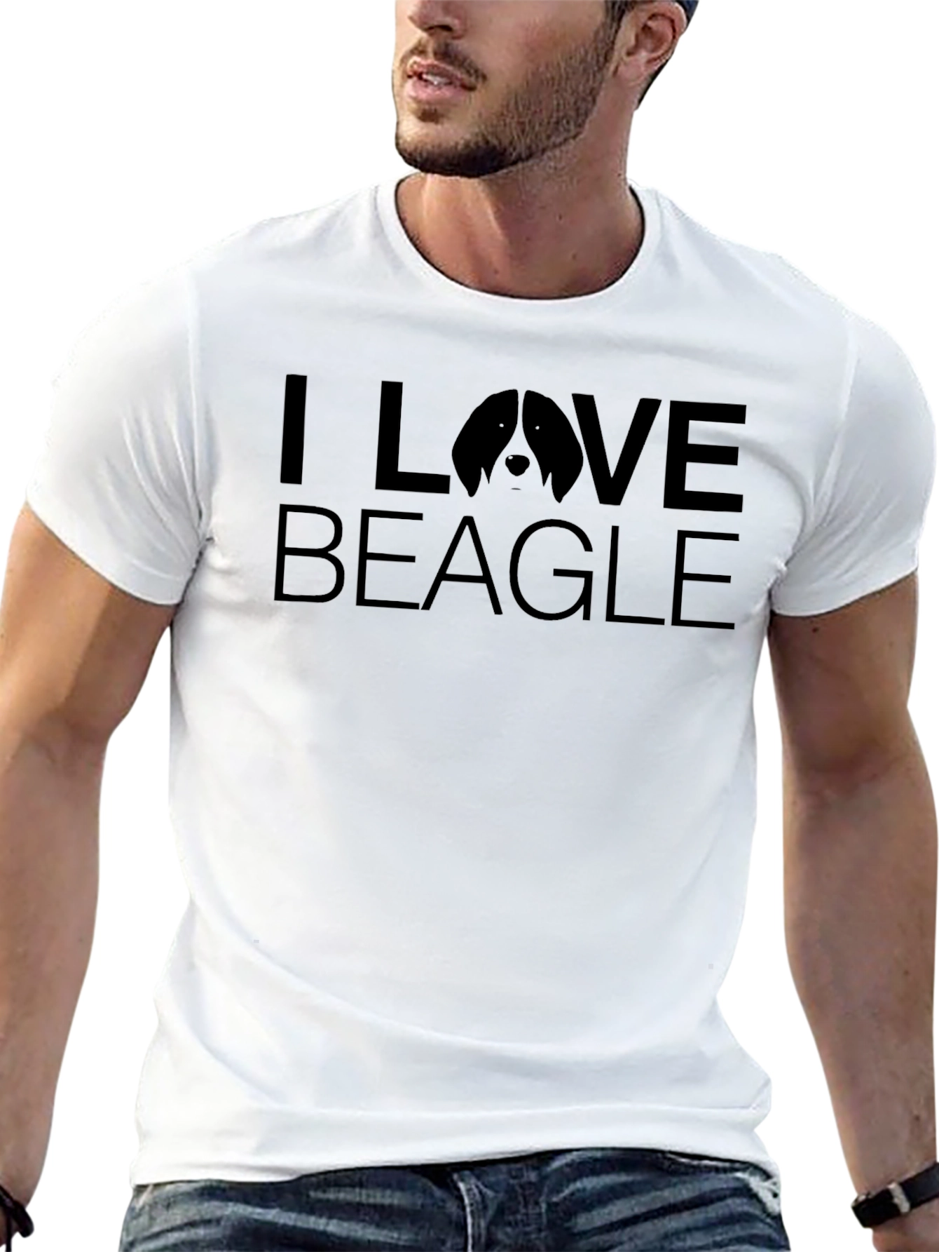 I Love Beagle Graphic Tee - Black