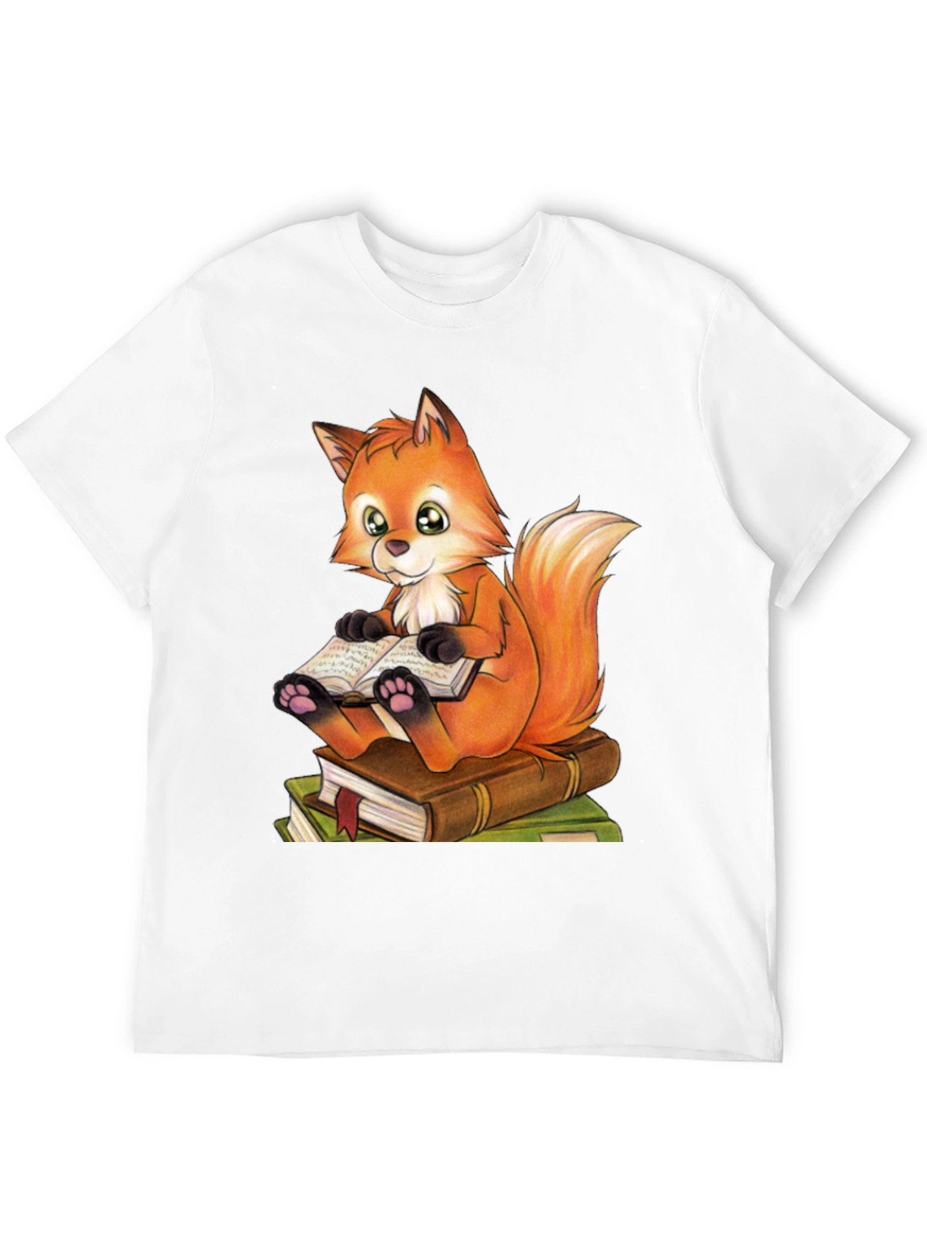 Fox Reading Book T-Shirt - Cute Animal Graphic Tee