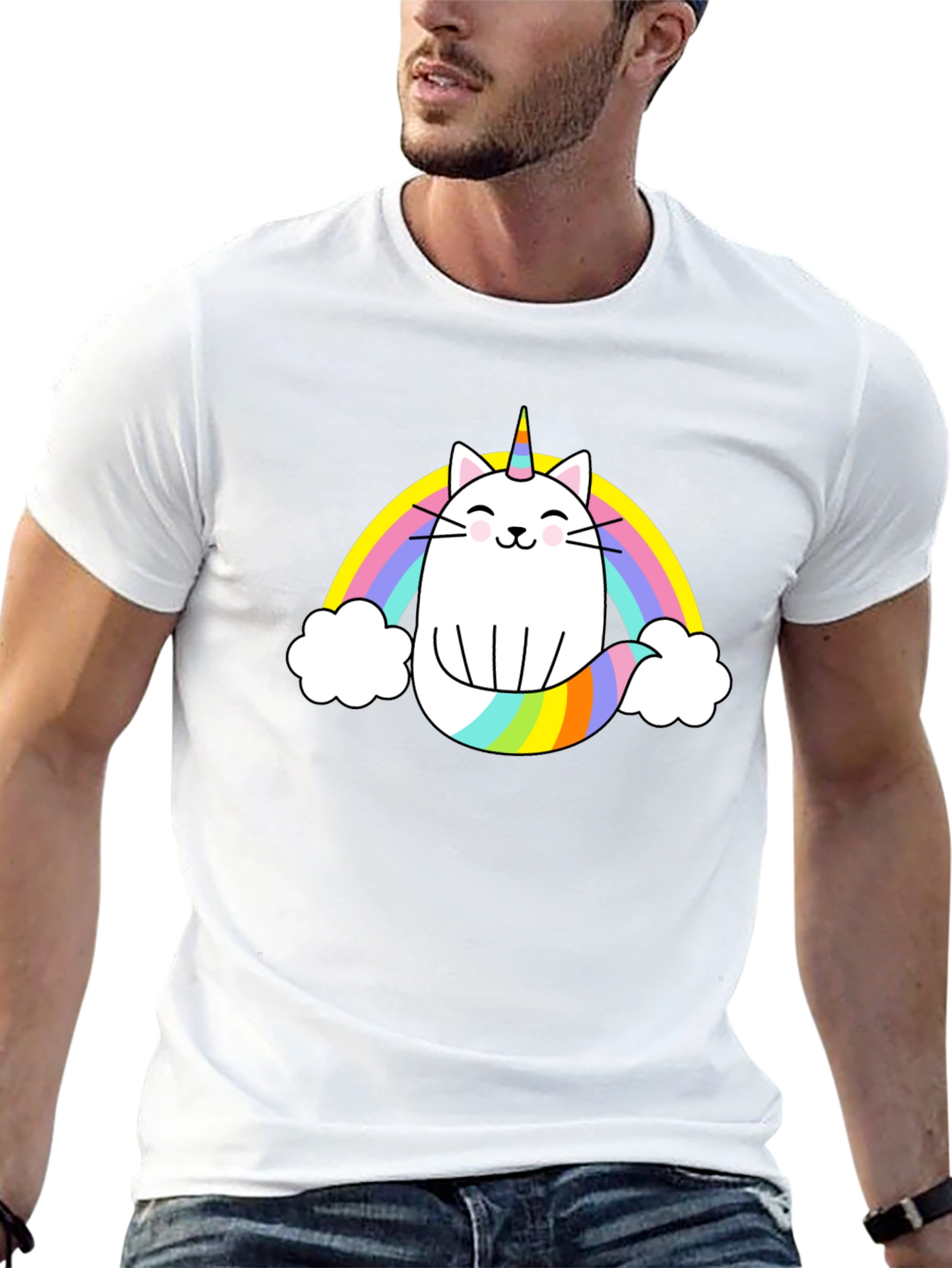 Unicat Rainbow T-Shirt - Black Cotton Blend
