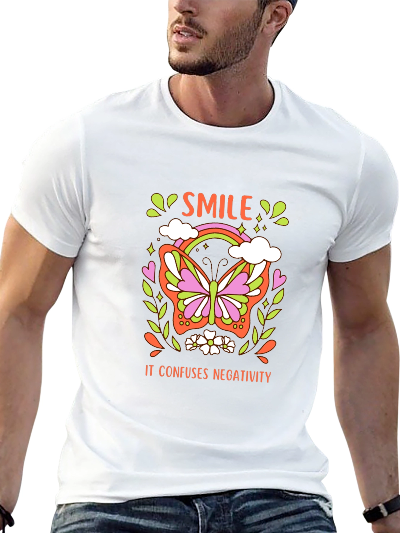 Smile Butterfly Graphic Tee - Confuse Negativity