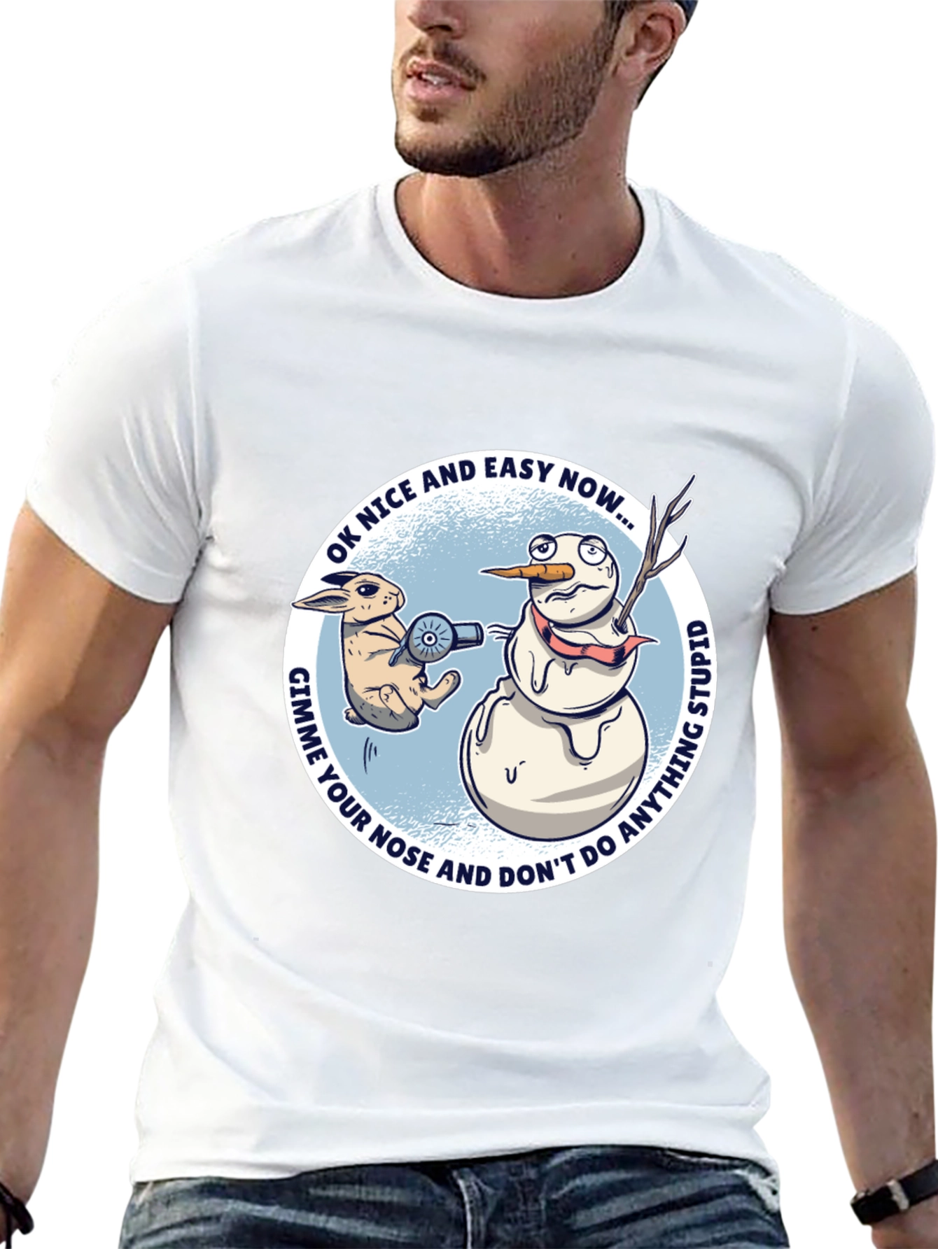 Funny Snowman & Rabbit Graphic Tee