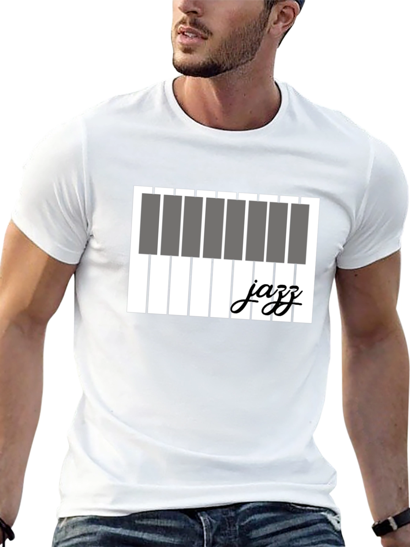 Jazz Piano Keys Graphic T-Shirt - Black