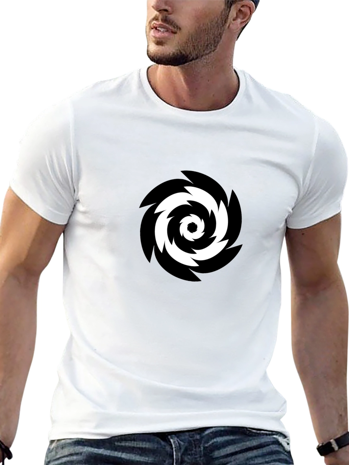 Black Tee with Vortex Graphic