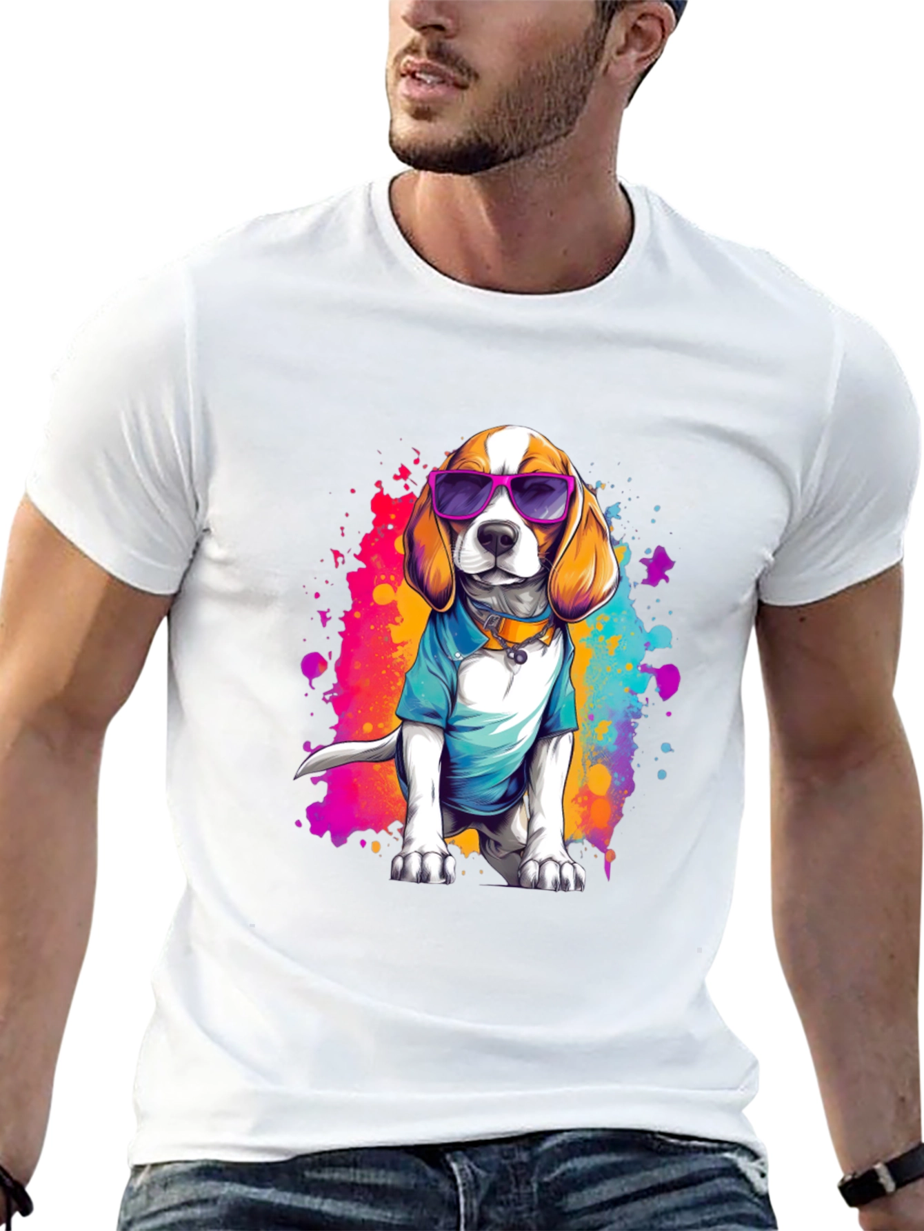 Cool Beagle Dog Graphic Black T-Shirt