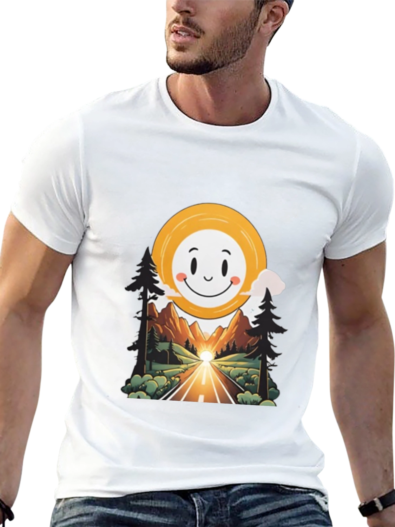 Smiley Face Road Trip Graphic T-Shirt