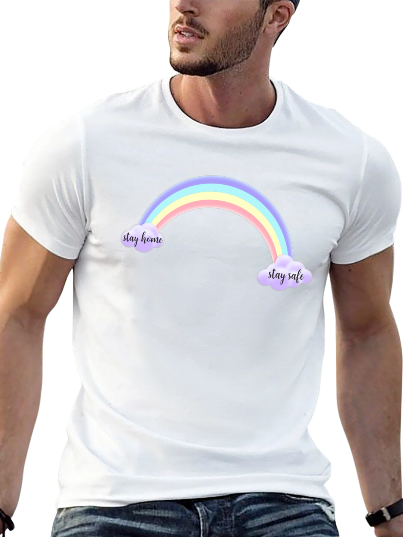 Stay Home Stay Safe Rainbow T-Shirt