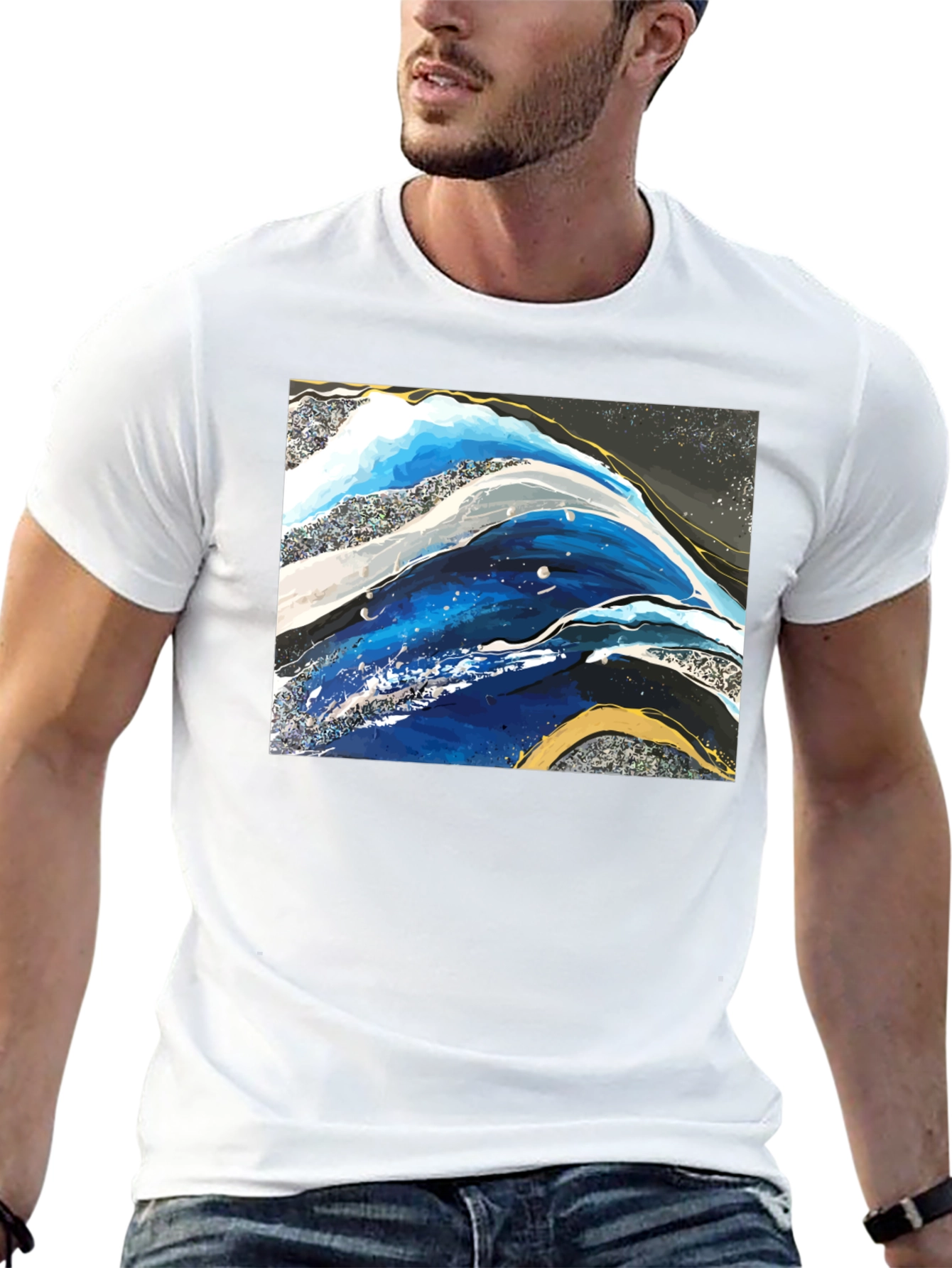 Abstract Wave Art Print Graphic T-Shirt