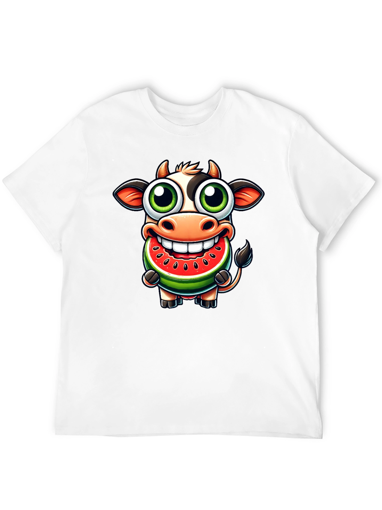 Funny Cow Watermelon Cartoon T-Shirt
