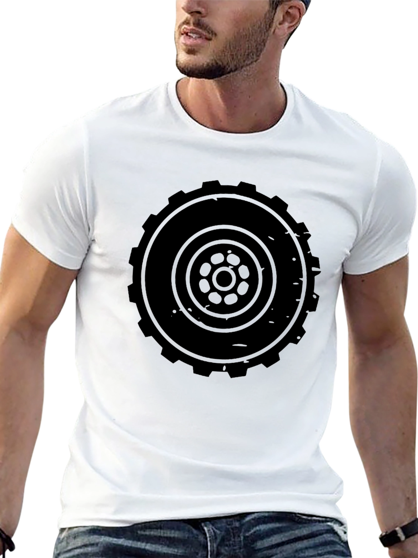 Black Tire Graphic Tee - Mens Casual Style