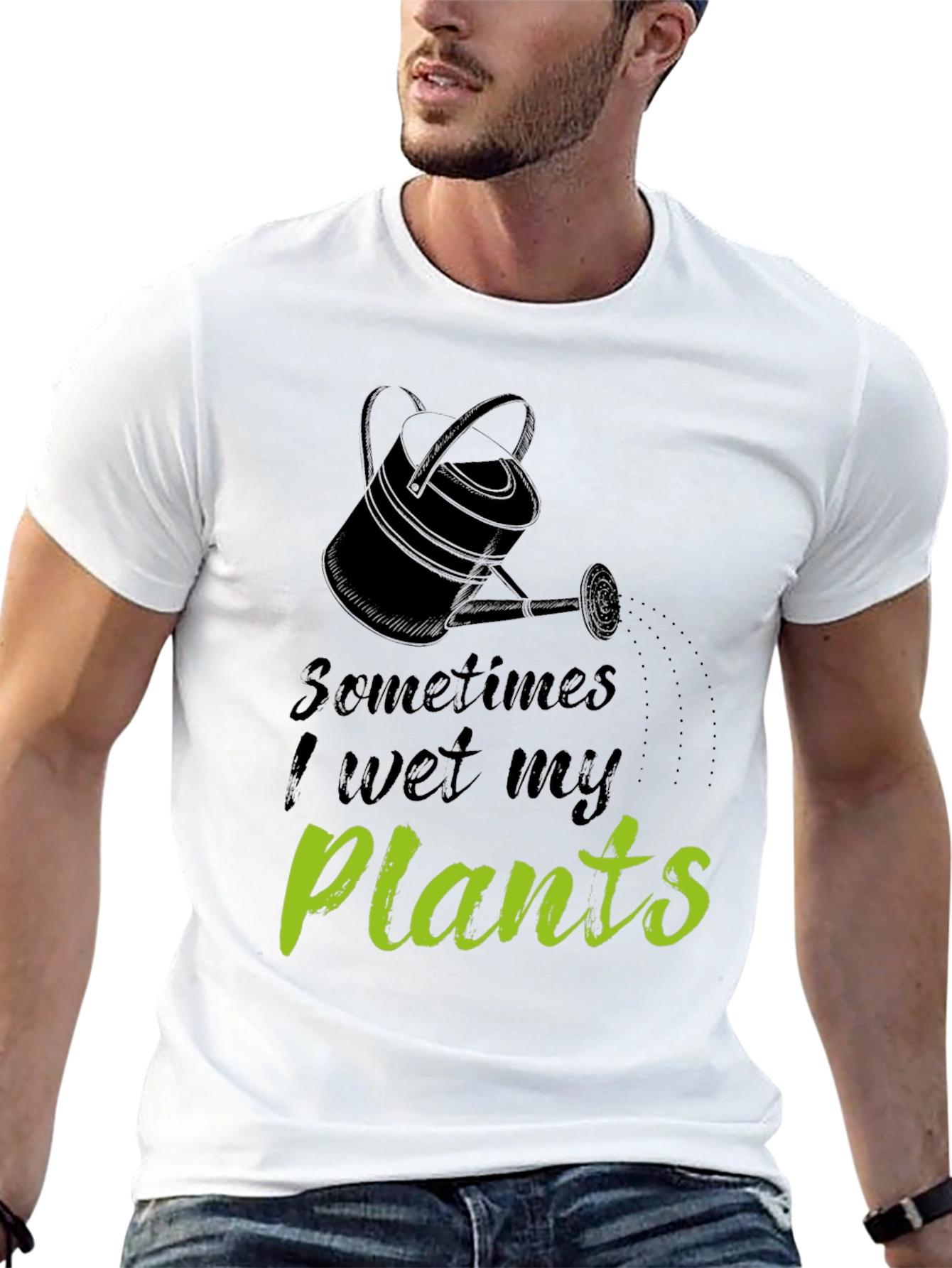 Funny I Wet My Plants Black Graphic T-Shirt