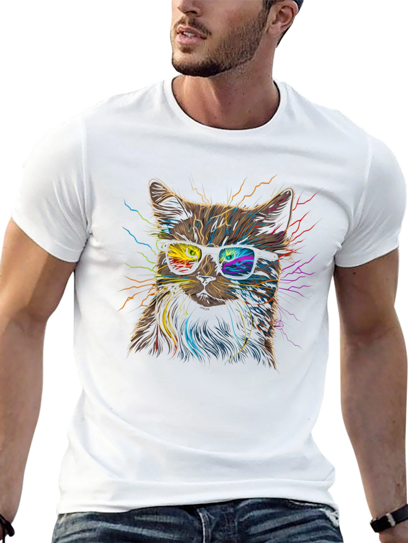 Cool Cat Graphic Tee - Funky Feline Fashion
